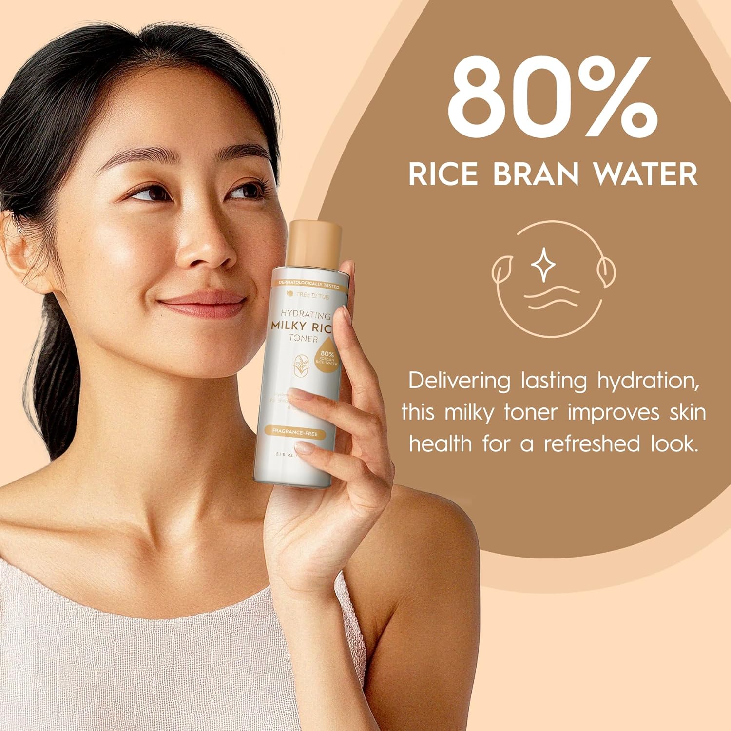 Tree To Tub Rice Toner Korean Formula for Face to Enhance Skin’s Natural Glow w/Ceramide NP & Niacinamide - 80% Rice Bran Water Hydrating Toner for Dry, Dehydrated Skin - Image 4