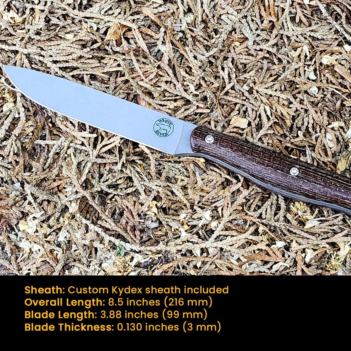 White River Knives Exodus 4, Natural Burlap Micarta handle.