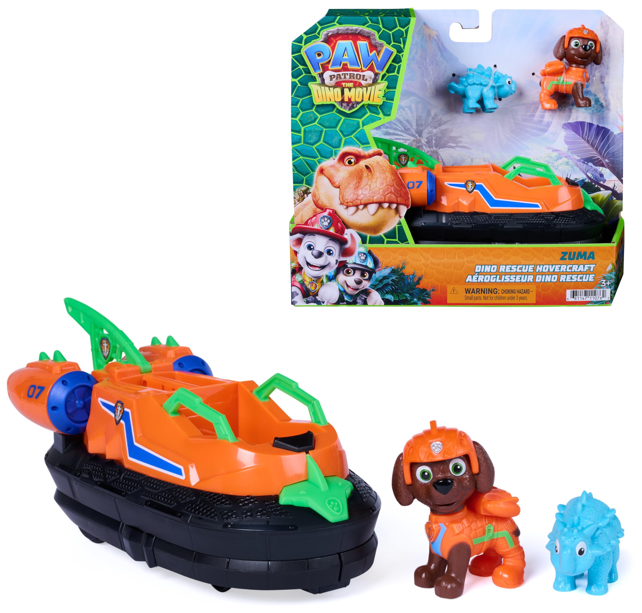 Paw Patrol The Dino Movie Zuma Dino Rescue Hovercraft Playset