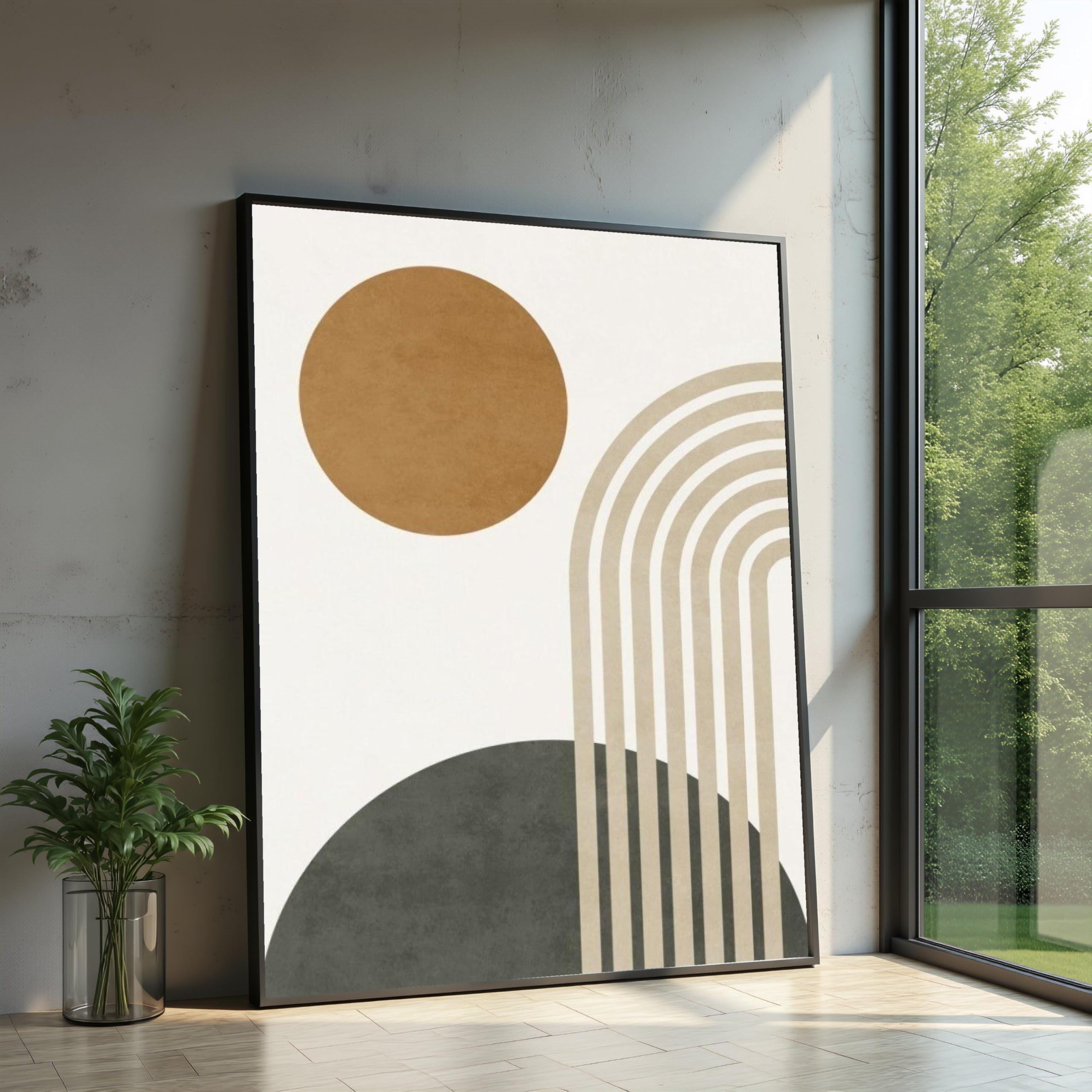 TONGYINLI Minimalist Canvas Wall Art, Abstract Geometric Circles and Arches Posters Prints, Modern Home Decor Canvas Painting(80x120cm/Frameless)