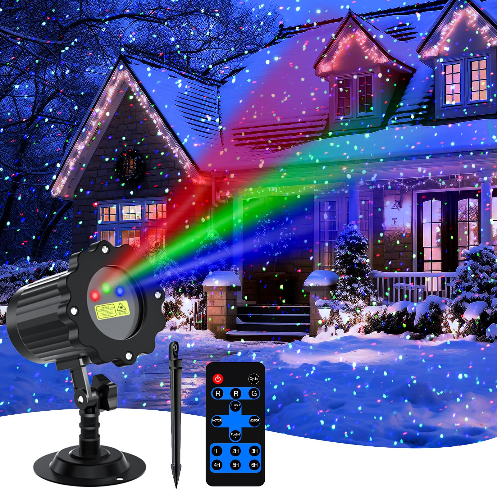 Projecteur laser RVB pour l'extérieur, 3 couleurs de luciole | Projecteur laser mobile de Noël avec télécommande, étanche, décoration de vacances pour Halloween, Noël, fête, arbres, jardin