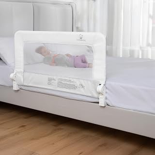 ComfyBumpy 1-Pack Bed Rail for Toddlers 35.5" L x 19.5" H | Toddler Bed Rails for Twin, Full & Toddler Mattress Size | Swing Down Rail Guard | Mattress Side Rail for Kids | White