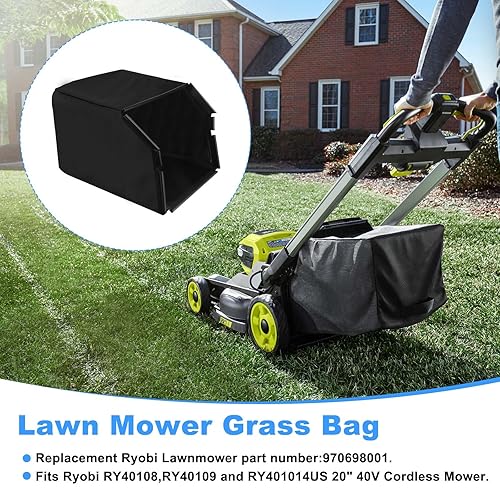 Miniatura 2 de 970698001 - Bolsa de césped para cortacésped Ryobi de 20 pulgadas, piezas RY40108, RY40109, compatible con modelos de cortacésped inalámbrico Ryobi