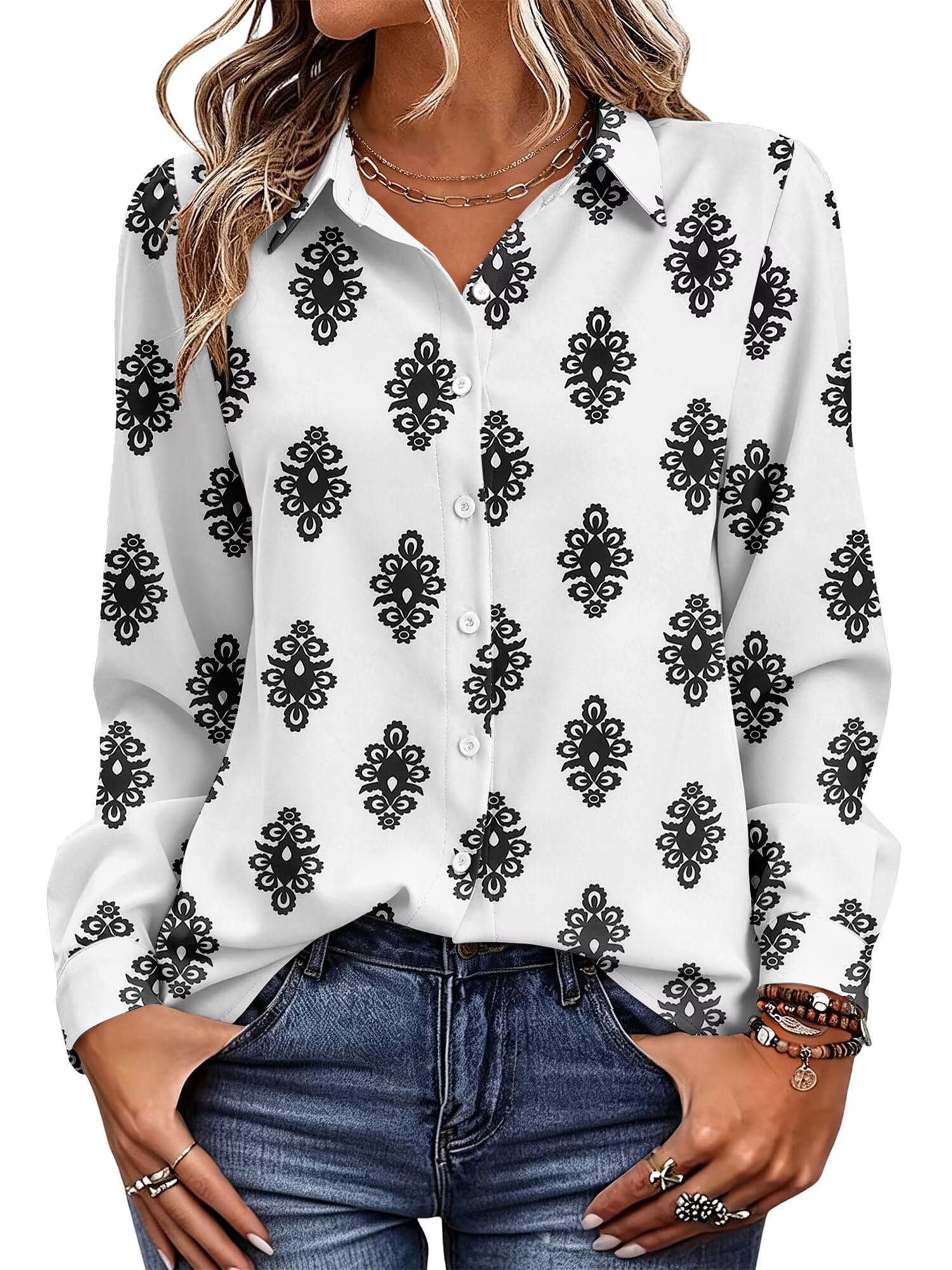 Magritta Women's Shirts Fashion Long Sleeve Tops Button Down Blouses