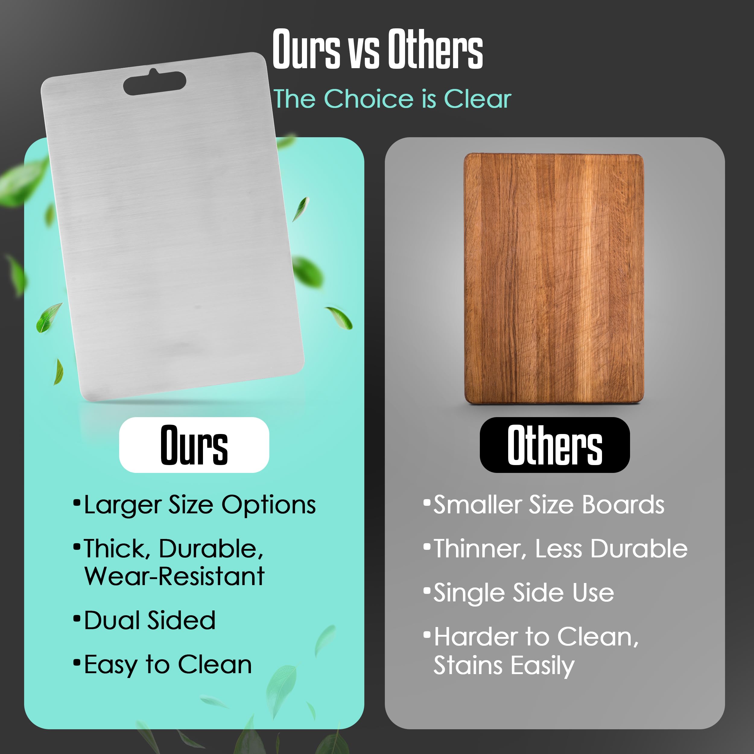Juego de 2 tablas de cortar de acero inoxidable para cocina, tabla de cortar de metal de 18 x 12 pulgadas y 14 x 10 pulgadas, 1.5 mm de grosor, tabla de cortar inoxidable de doble cara
