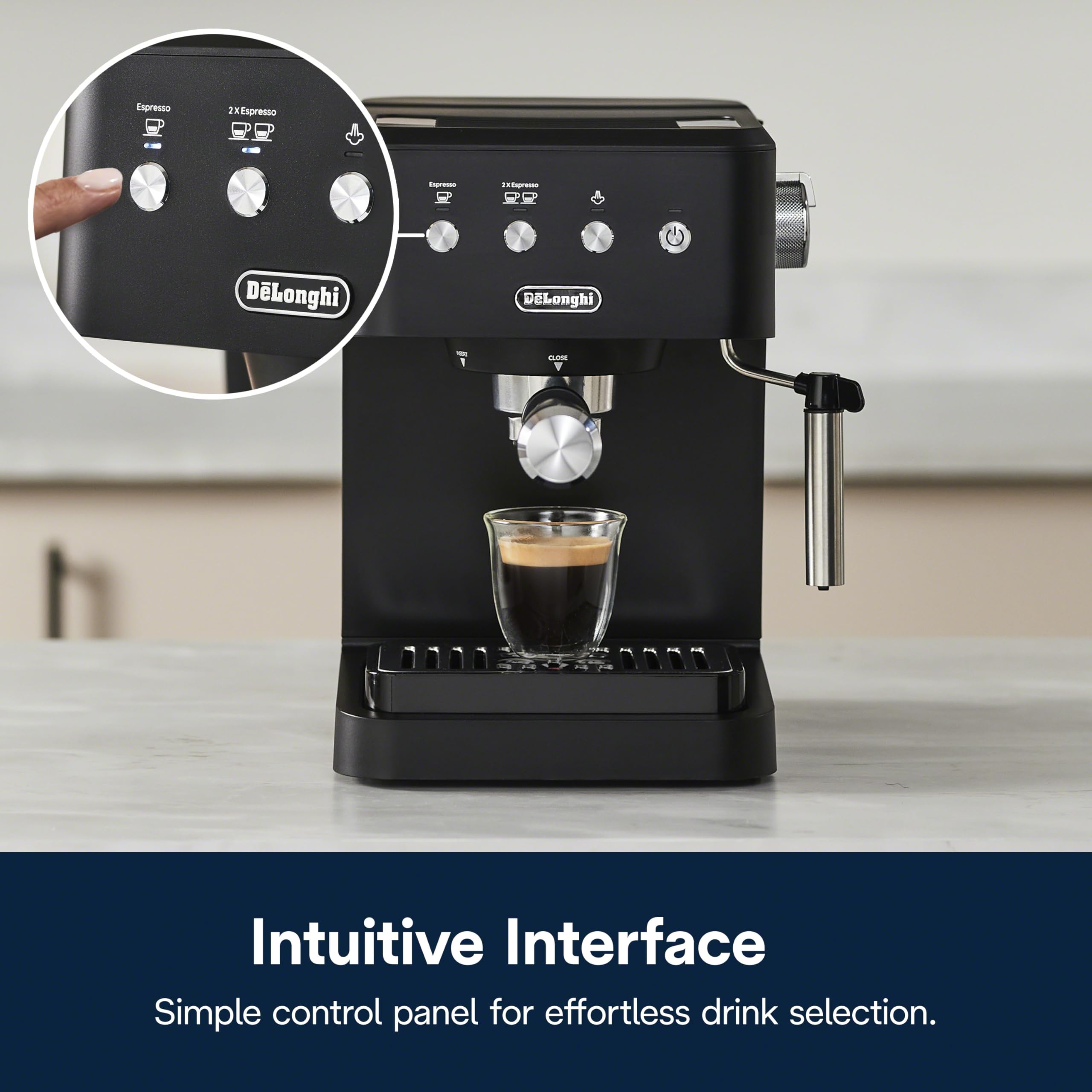 De’Longhi Classic Matte Black Espresso Machine, Easy-to-Use Milk Frother view 8
