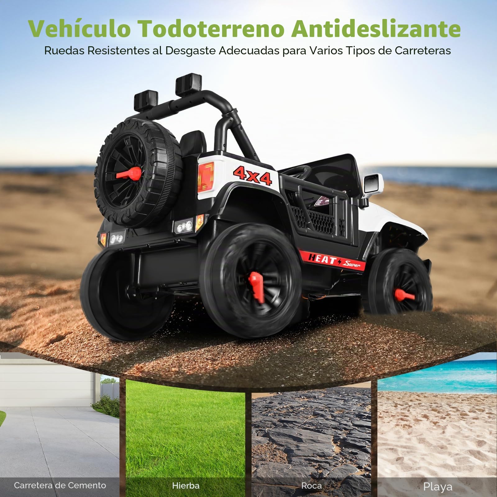 Vehículos eléctricos, coche eléctrico para niños, coche eléctrico infantil de 24V con mando a distancia, 2 motores de 150W, capacidad máxima de carga: 50 kg (blanco)