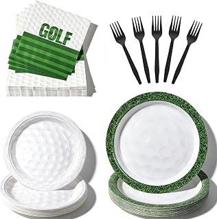 100 Pcs Disposable Golf Party Tableware Set for 25 Guests