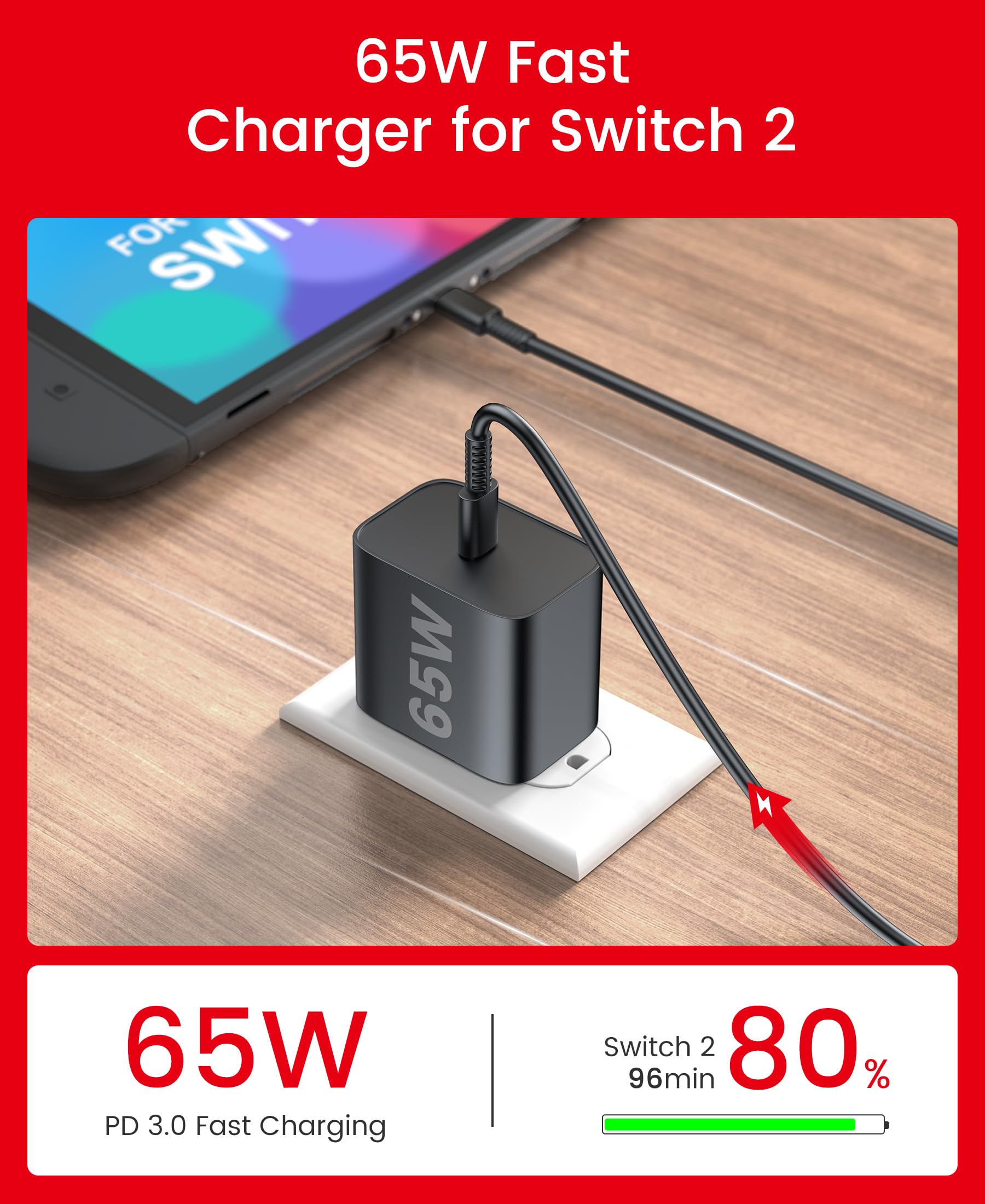 65W Switch 2 Charger - Fast Charging for Nintendo & Steam Deck -2 65W Switch 2 Charger - Fast Charging for Nintendo & Steam Deck -2