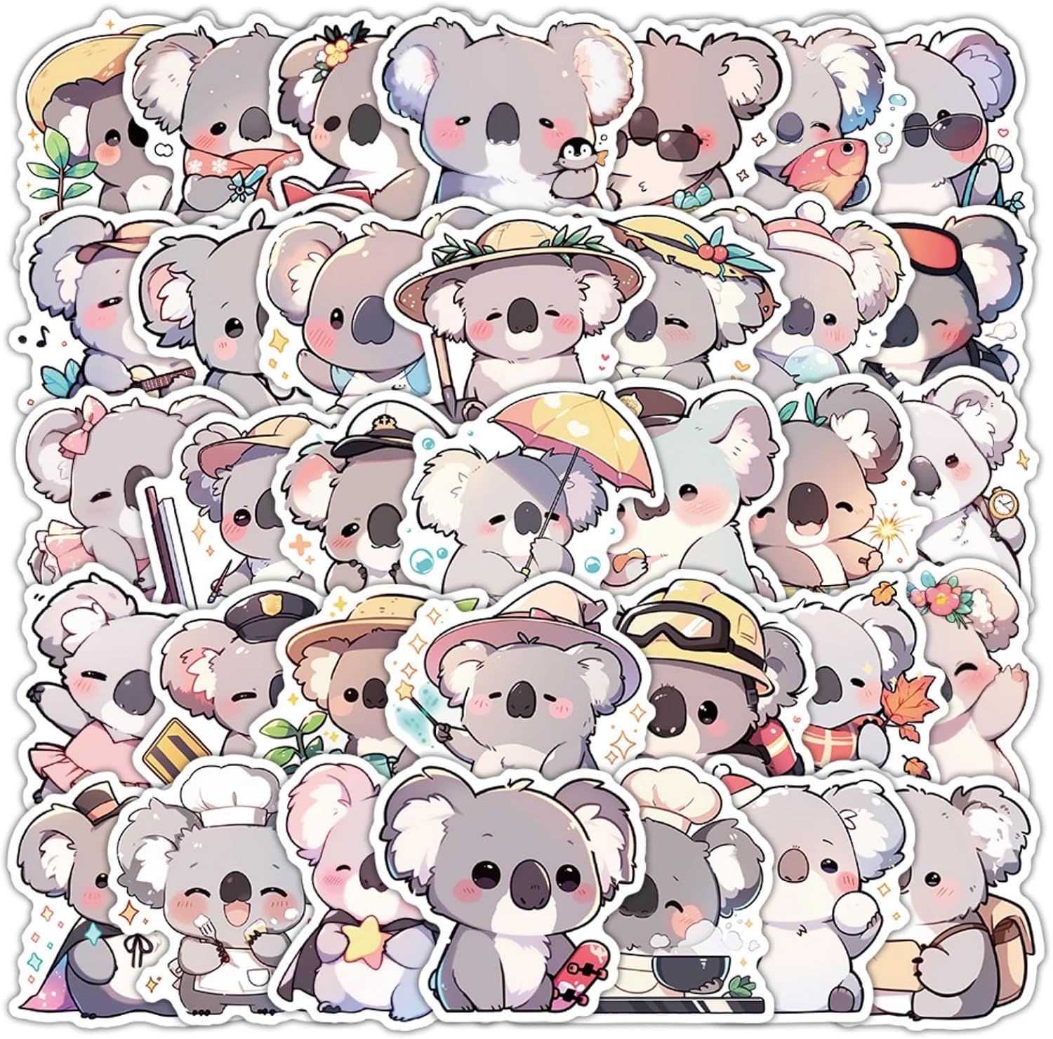 50Pcs Cute Koala Stickers Kids Anime Animal Sticker