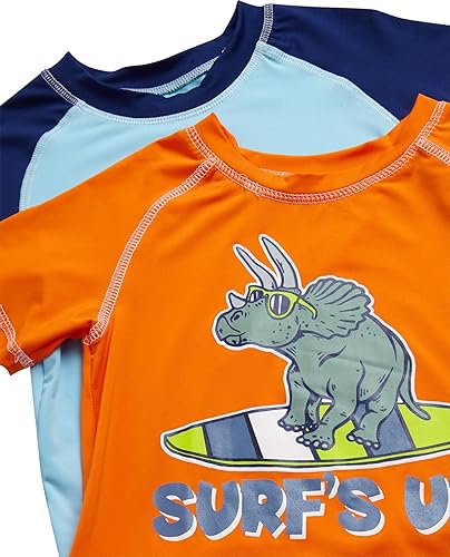 Miniatura 4 de Quad Seven Conjunto de natación para niños pequeños, traje de baño de 4 piezas y camiseta de protección de manga corta para niños (tamaños 12M-7)