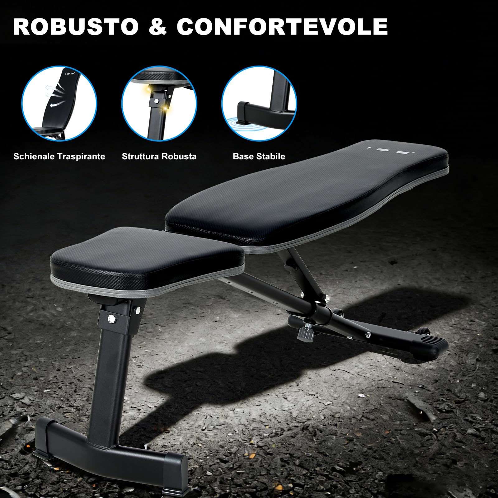 Panca Multifunzione Soges Per Manubri – Regolabile In Altezza E Inclinazione, Per Addominali E Iperestensione – Fitness A Casa, PSBB004-1