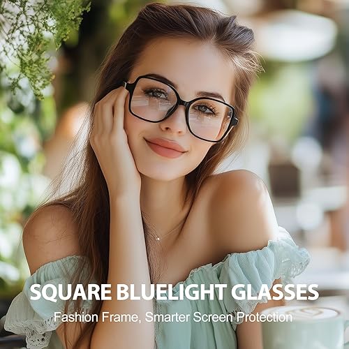 Miniatura 2 de Dollger Lentes cuadrados con bloqueo de luz azul para mujeres y hombres, de gran tamaño, antifatiga, lentes de nerd, marco de computadora