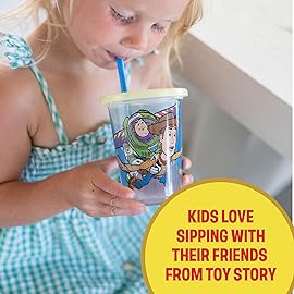 The First Years Take & Toss Toy Story Toddler Straw Cups - Spill Proof Toddler Sippy Cups with Snap-On Lids and Straws - Reusable Toddler Cups for Travel, Daycare, and Everyday Use - 10 Oz - 10 Count