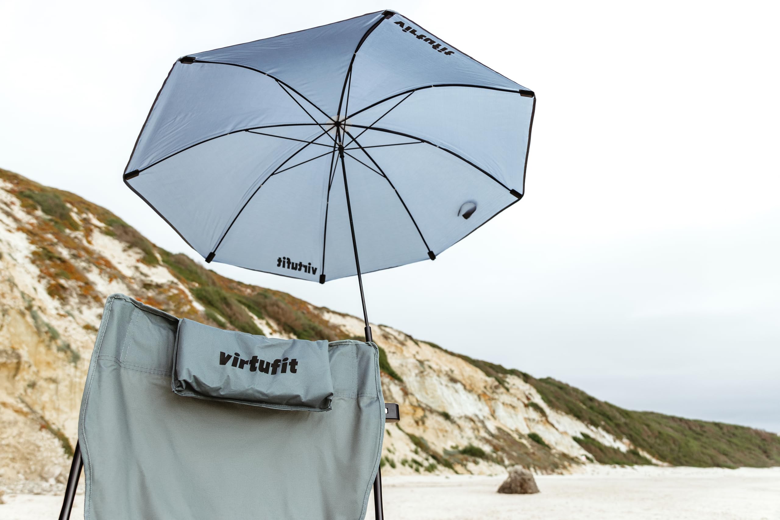 VirtuFit Parasol universel pour chaise – Parasol de camping – Parasol pour chaise avec attache universelle – Disponible en gris et beige, gris, taille unique