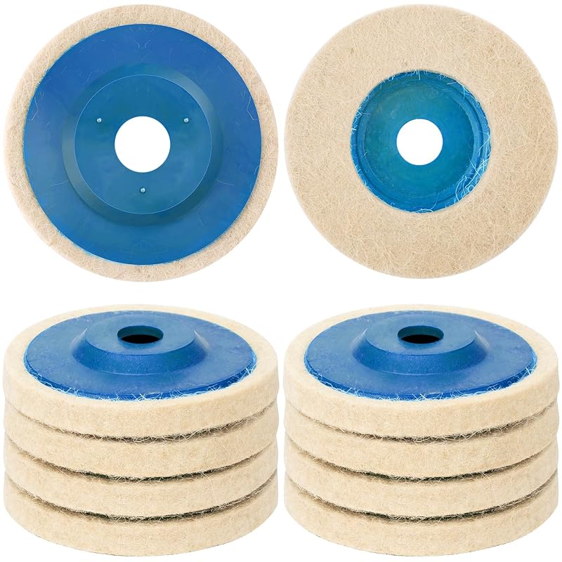 ANCIRS Kit com 10 Discos de Feltro de Lã para Polimento, 11,43 cm, para Esmerilhadeira Angular de 4-1/2 pol., Azul