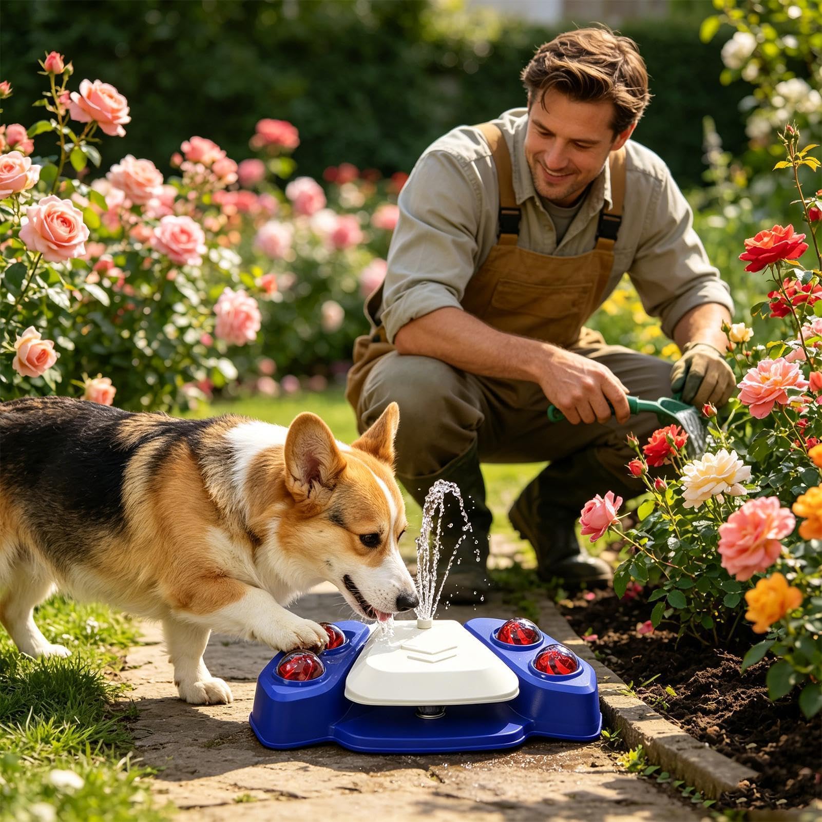 Trinkbrunnen für Hunde draußen,Step On Sprinkler für Rasen | Pfotenaktivierter Wasserspender für Hunde | für Garten Hinterhof Sommer Rasen