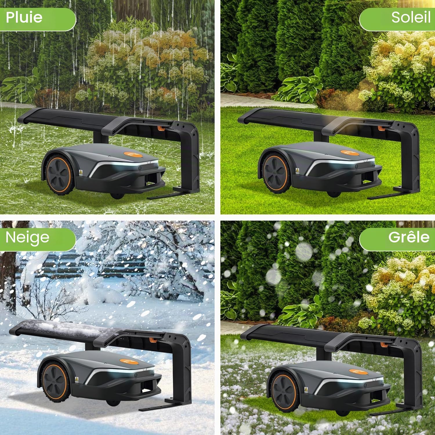 Eulenke Garage Pliable pour Robot Tondeuse | 72 x 56 x 36 cm | Résistant aux Intempéries + Protection UV | Noir