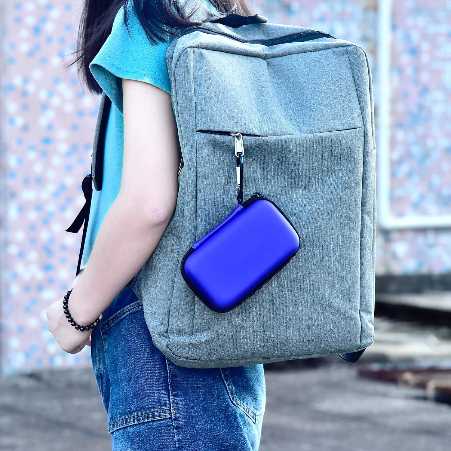 PAIYULE Case Compatible with Samsung T7/ T7 Touch Portable SSD 1TB 2TB 500GB USB 3.2 External Solid State Drive, Travel Carrying Storage Organizer Fits for USB Cables and More Accessories (Blue)