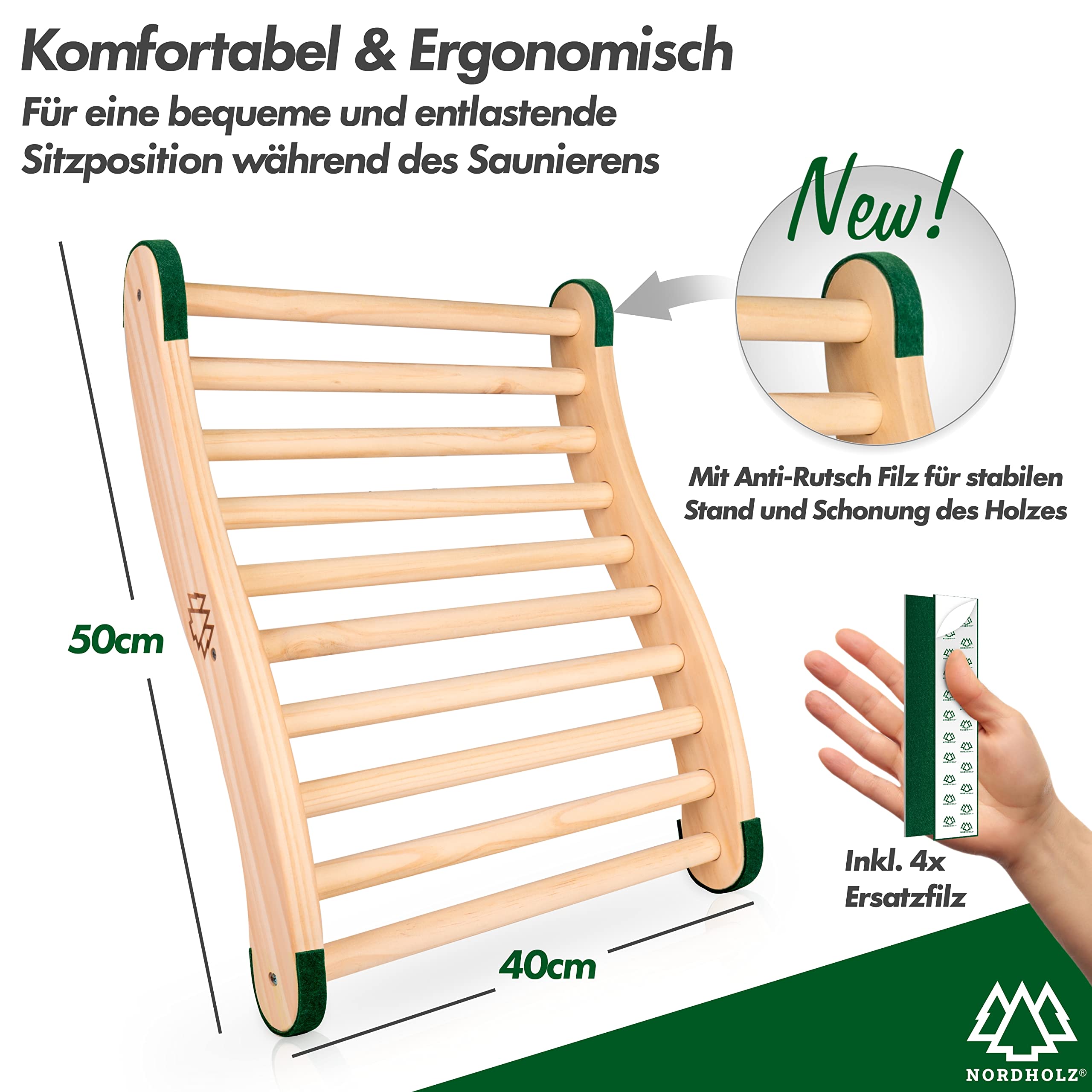 Nordholz Sauna Rückenlehne ergonomisch aus nordischer Fichte für Infrarotkabine