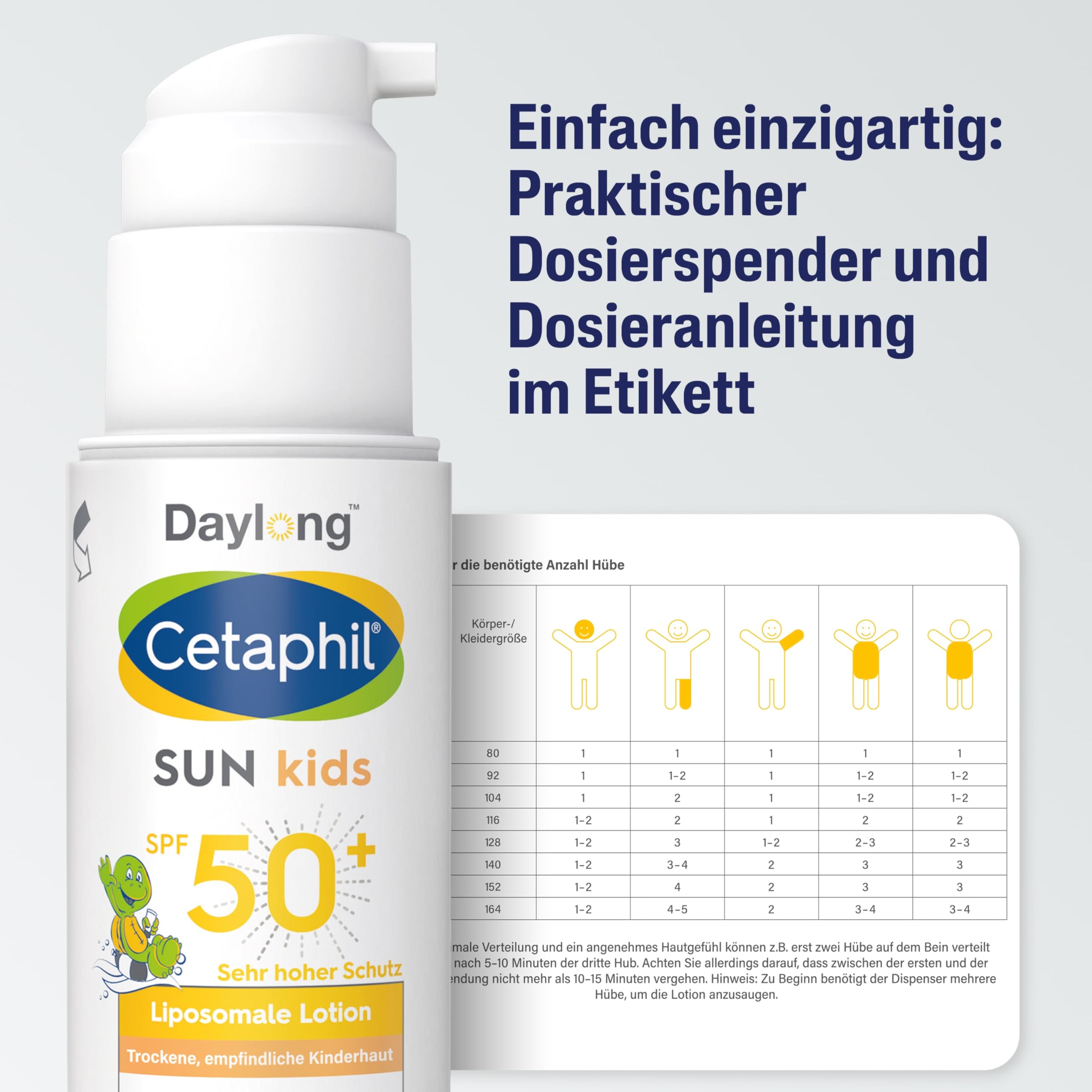 Cetaphil SUN Kids Liposomale Sonnenlotion SPF 50+, 2x150ml, Feuchtigkeitsspendender Sonnenschutz im Pumpspender für empfindliche Baby-Kinderhaut, Leicht verteilbare Sonnencreme, Extra wasserresistent