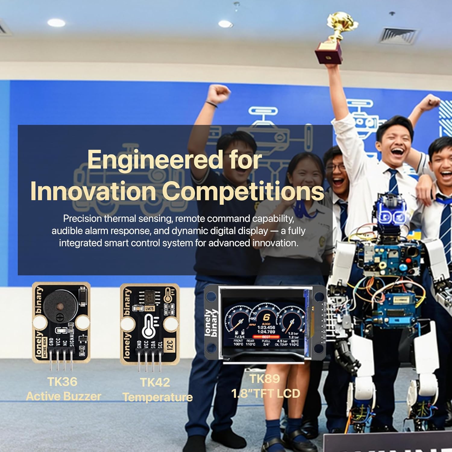 TinkerBlock 46-Piece Sensor Module Kit Gold Edition, Lead-Free | with Tutorial Sensor Kit Compatible with Arduino IDE, ESP32-S3, Raspberry Pi Pico | DIY Prototyping Starter Kit