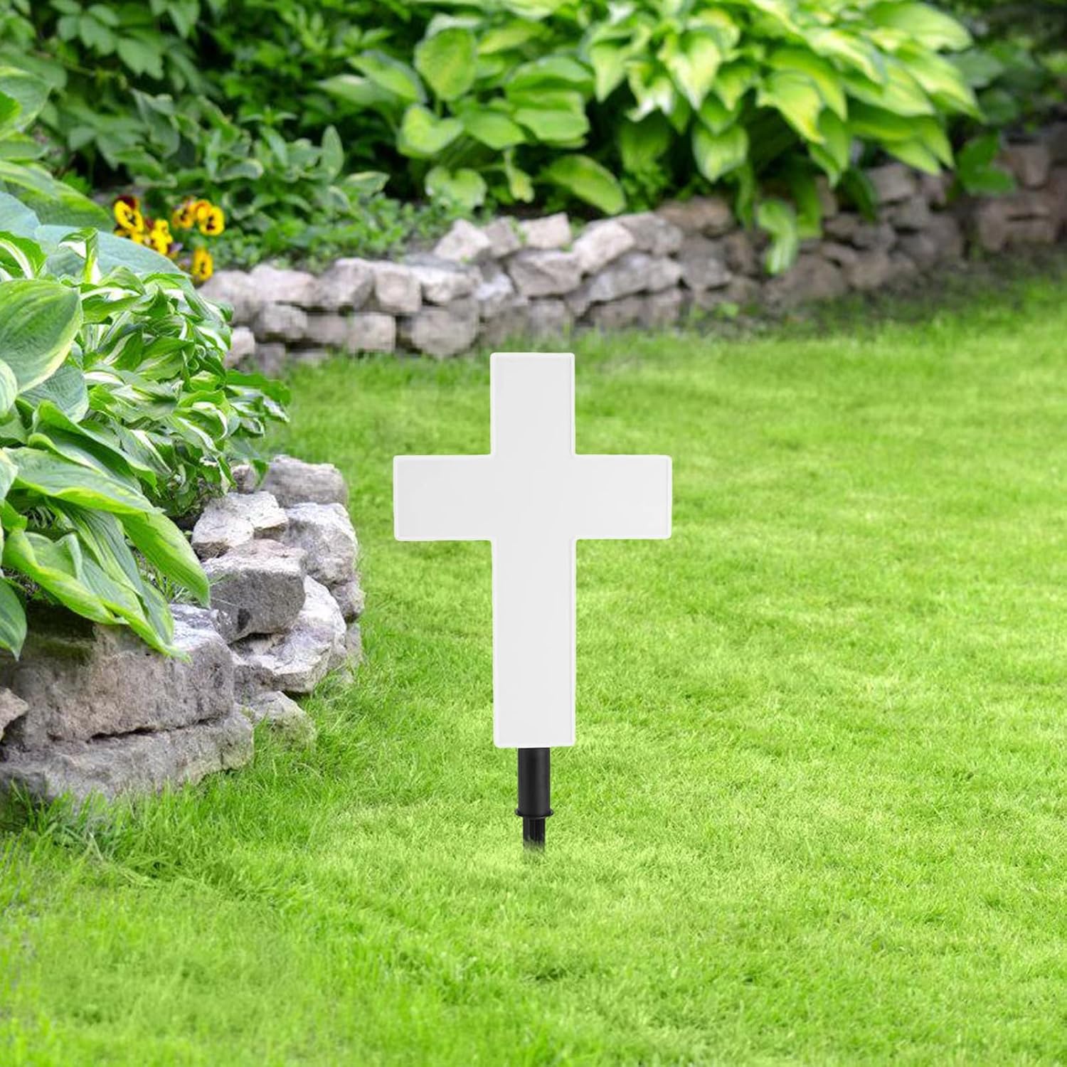 VICASKY Solar Cross Grave Light – White Memorial Lawn Lamp with Led, Waterproof Outdoor Cemetery Decor for Yard, Patio & Loved One Remembrance