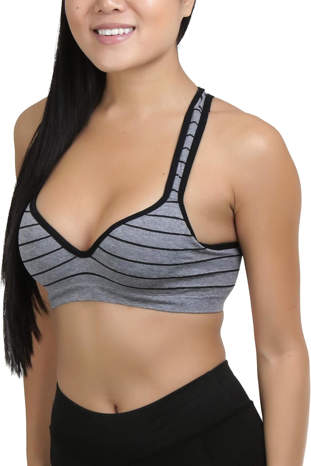 ToBeInStyle Women's Racerback Or Scoop Back Compression Supportive Classic Sports Bra