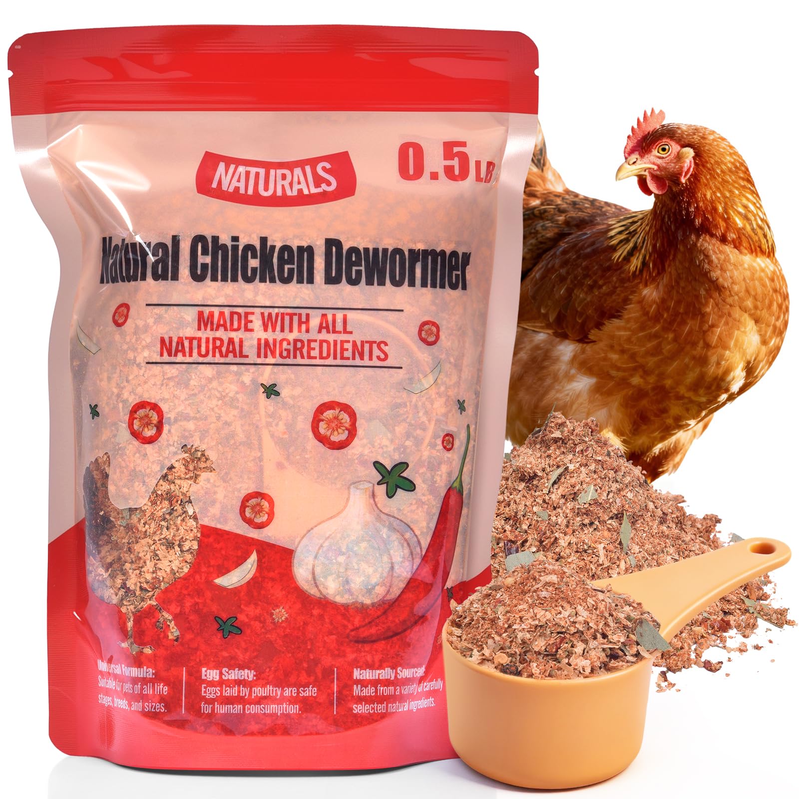 Naturals Armor Chicken Dewormer Powder, Chili Mix Wormer for Flock Poultry
