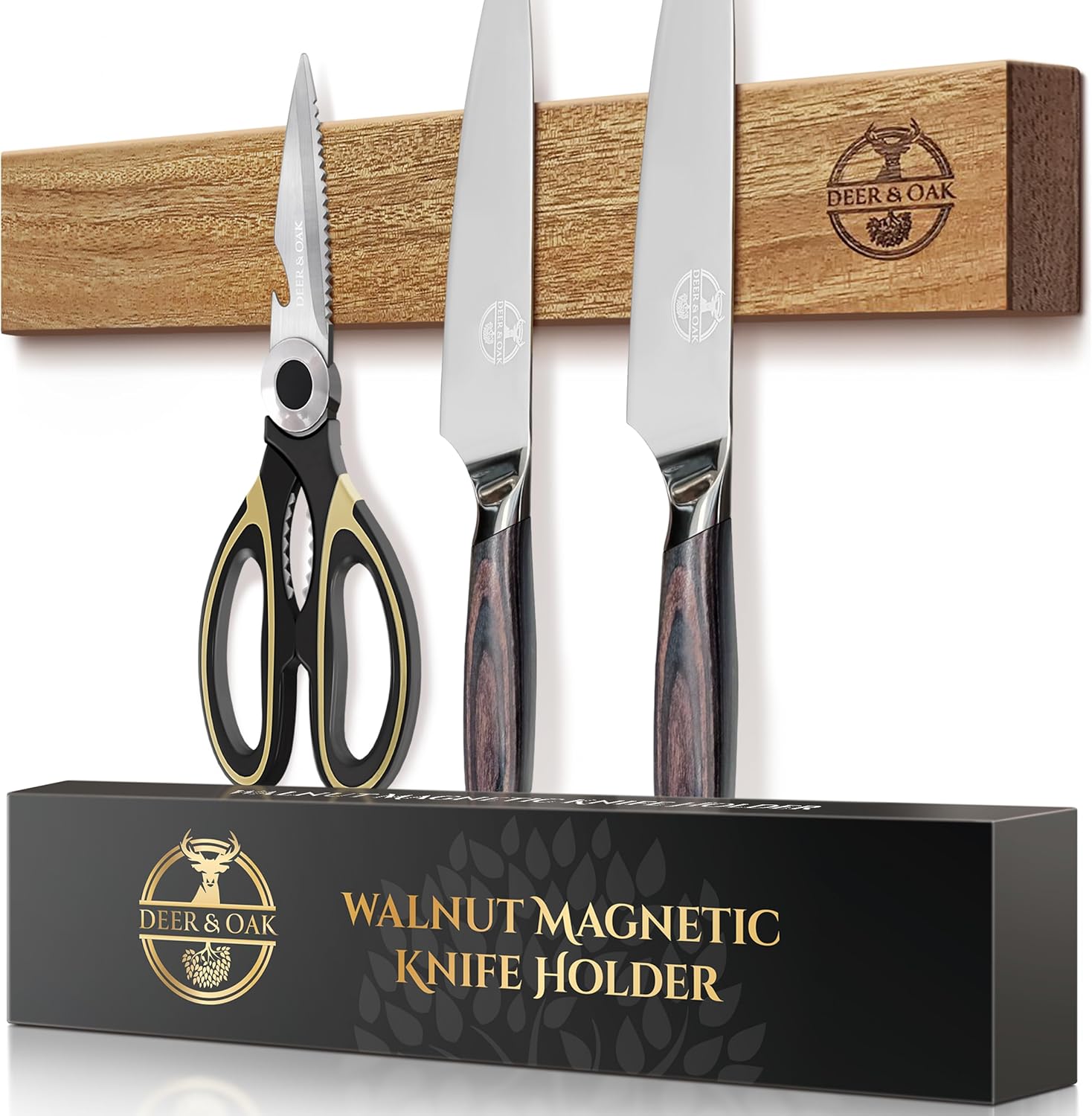 Deer & Oak Knife Holder for Wall Made with Premium Walnut