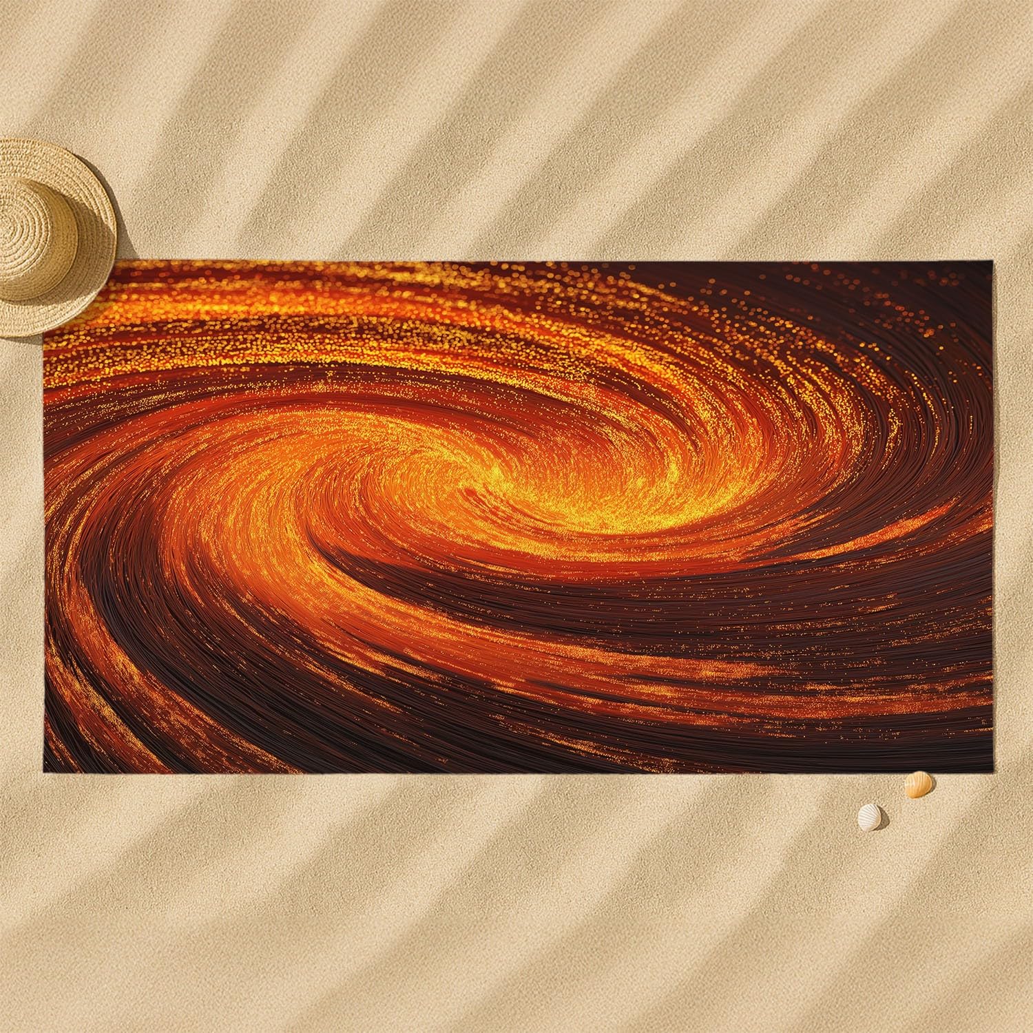 Générique Grande Serviette de Plage 180 x 160 CM,Drap de Plage Microfibre,Couverture de Plage Absorbante Rapide pour Abstrait Feu Flamme Rayures Dynamique Haute Tension Énergétique Fantaisie Moderne