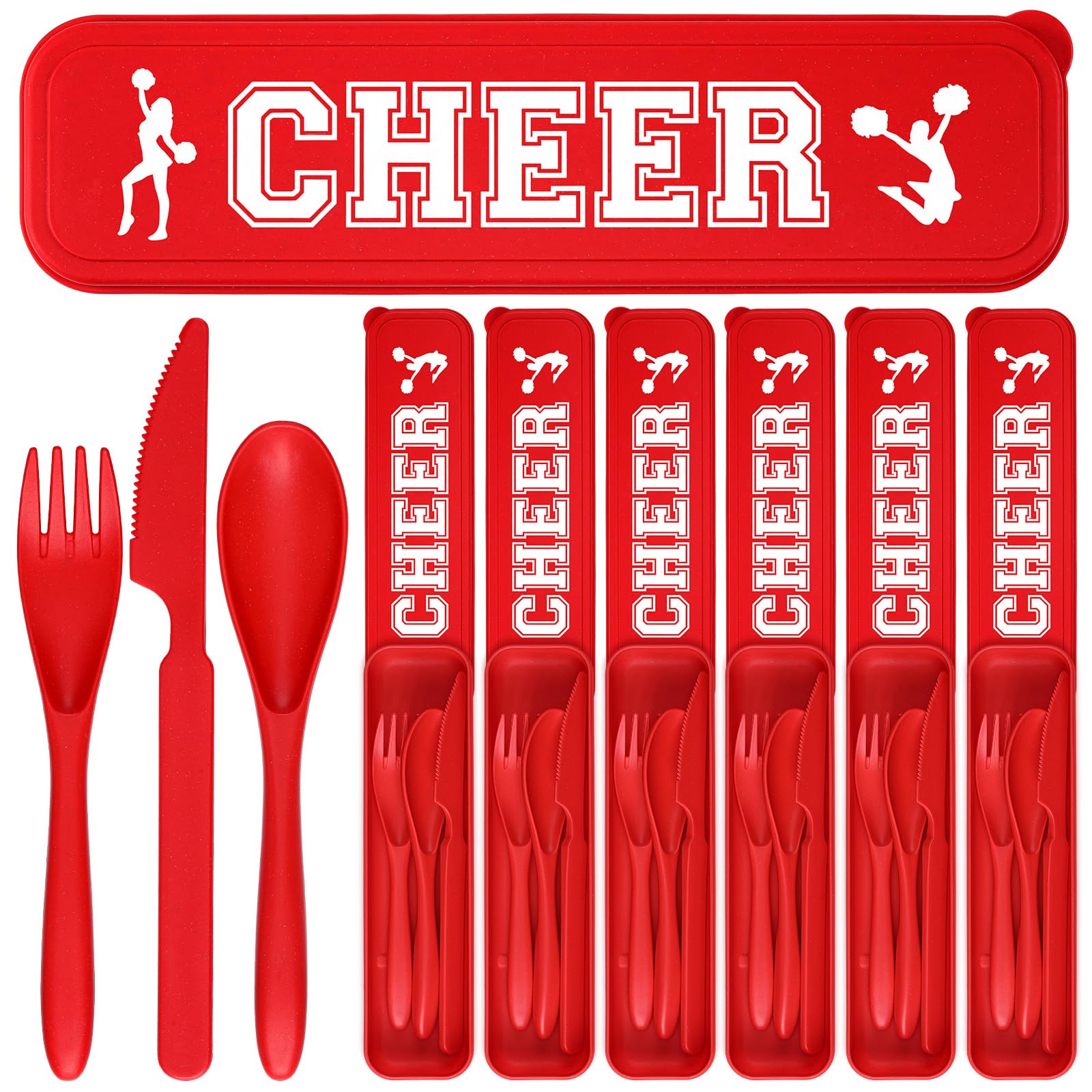 12 Sets Cheer Gifts Bulk for Team Travel Tableware Set for Competition Camp