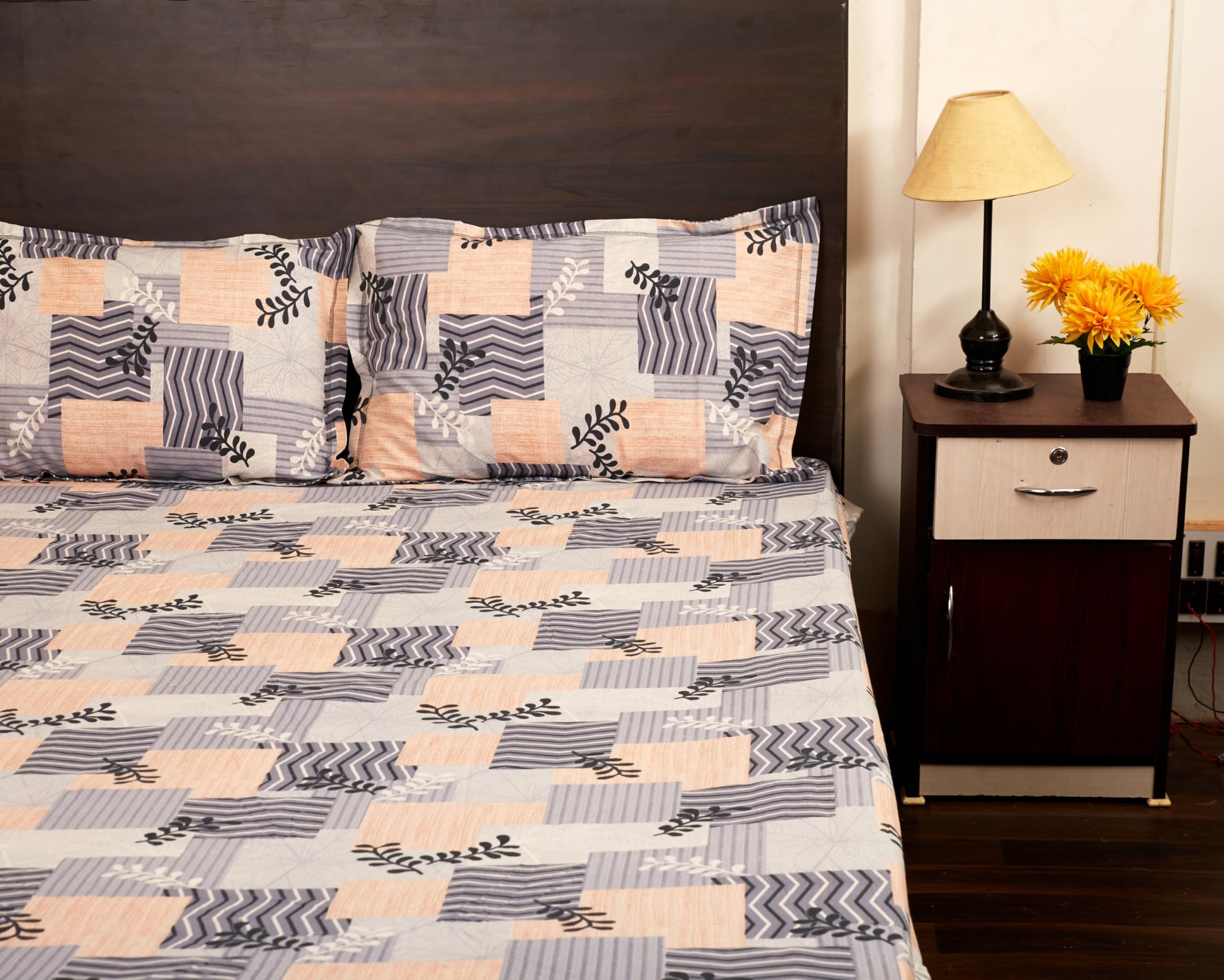 Indinest Fitted Delight Collections- Leaves (Fitted) Fitted Bedsheet (Ash Cream) (B0CJJWHM7J) Amazon Price History, Amazon Price Tracker