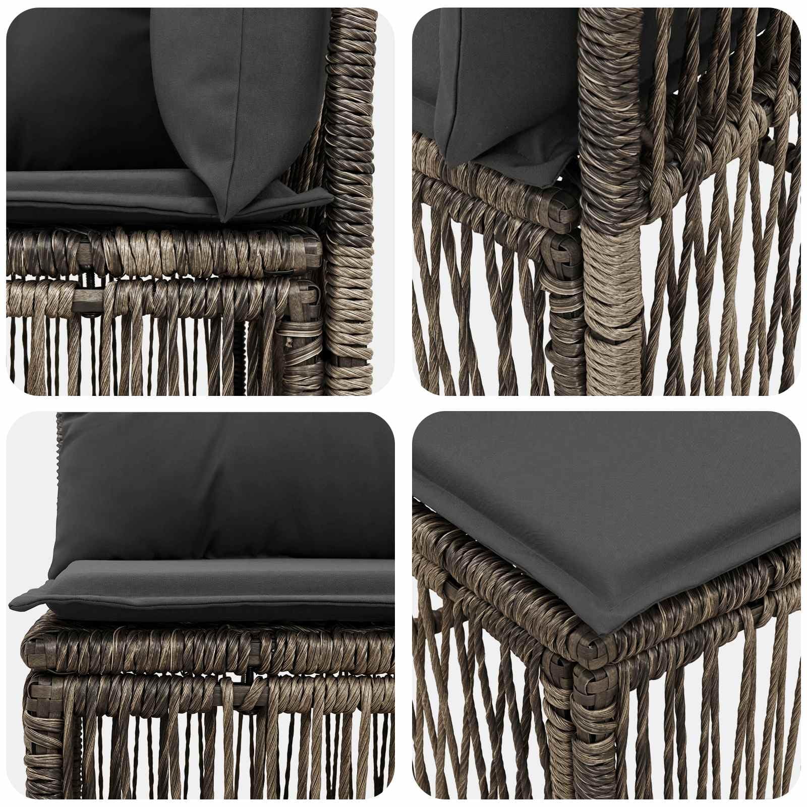 Set di divani da giardino modulari, 11 pezzi, grigio | Gruppo lounge modulare con robusto telaio in acciaio e cuscini lavabili per ore piacevoli sulla terrazza.