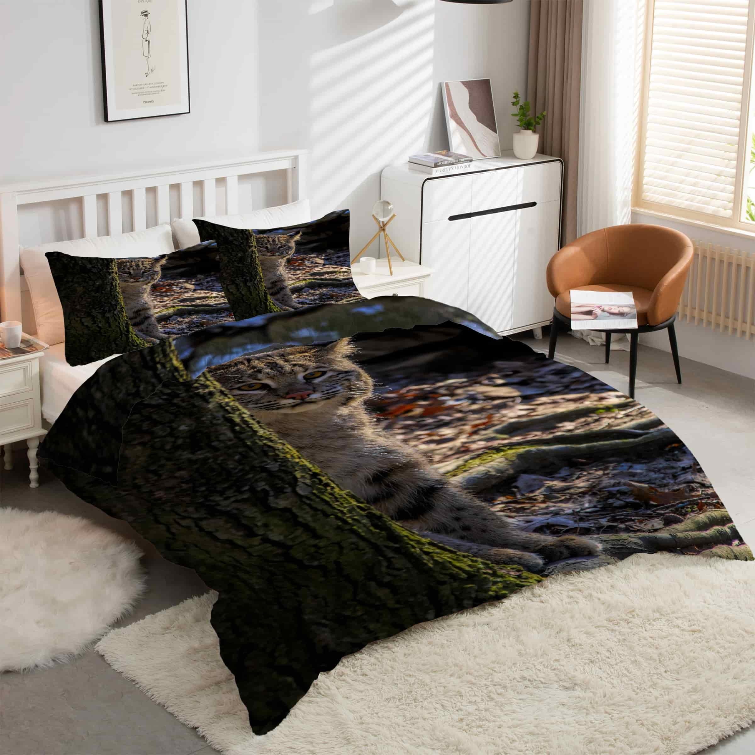 Housse de couette 240 x 260 cm rivières forêt avec 2 taies d'oreiller