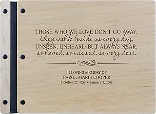 LifeSong Milestones Engraved Personalized Solid Cherry Wood Memorial Sympathy Ceremony Guest Book for Funeral Service - Loss of Loved One Celebration of Life 13.5x10 (Those We Love Maple)
