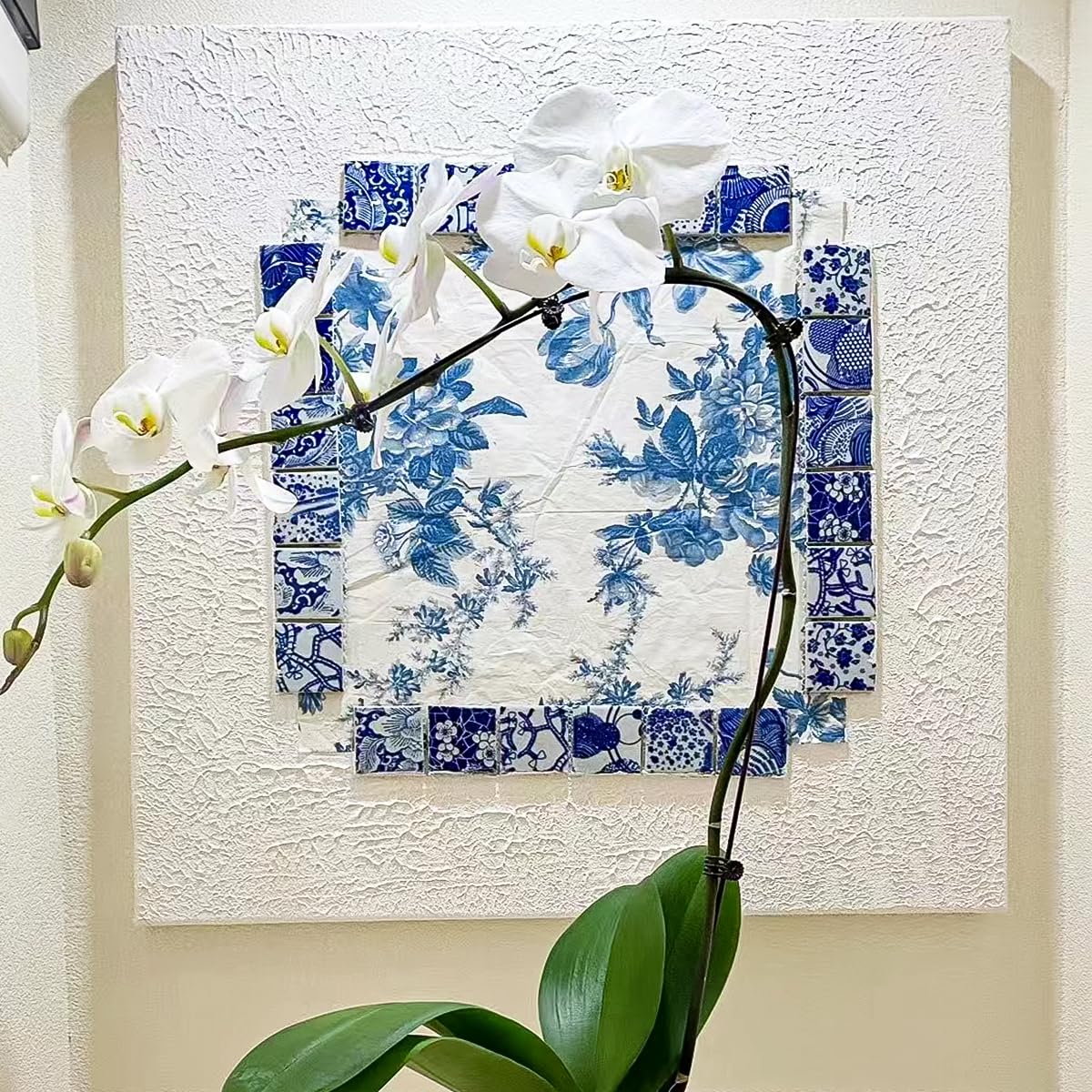 121 piastrelle quadrate in porcellana da 2,5 x 2,5 cm, mosaico in ceramica blu e bianco, per fai da te, casa, bagno, vaso, pavimento, piscina, vasi di fiori decorativi