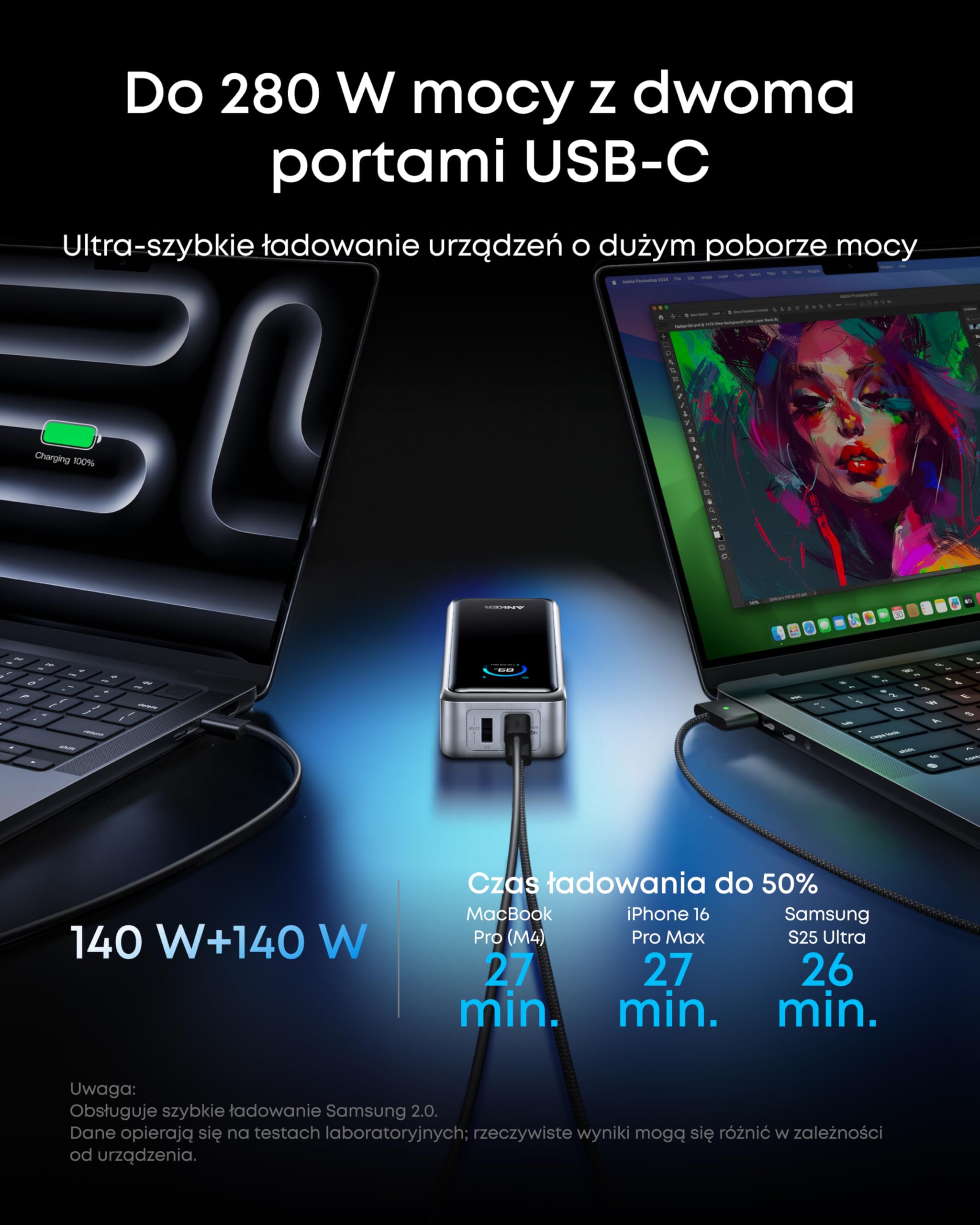 Anker powerbank Prime, 26250 mAh, 300 W, 3 porty, aplikacja | Pojemność 26250 mAh, 3 porty, przenośny, moc wyjściowa 300 W, do użytku w samolotach, aplikacja, szybkie ładowanie