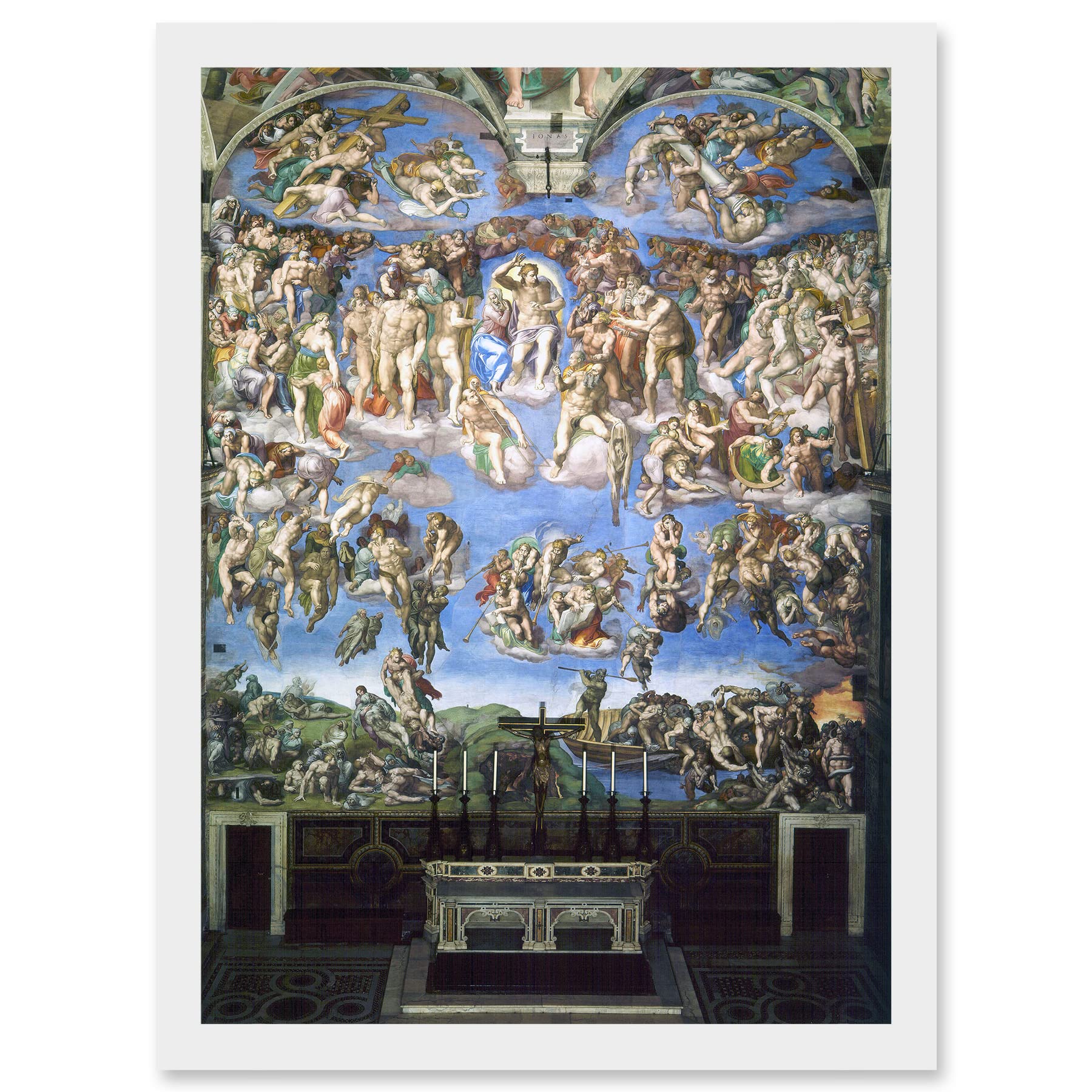 Artery8 Michelangelo The Last Judgement 1541 Old Master Painting Artwork Framed Wall Art Print A4