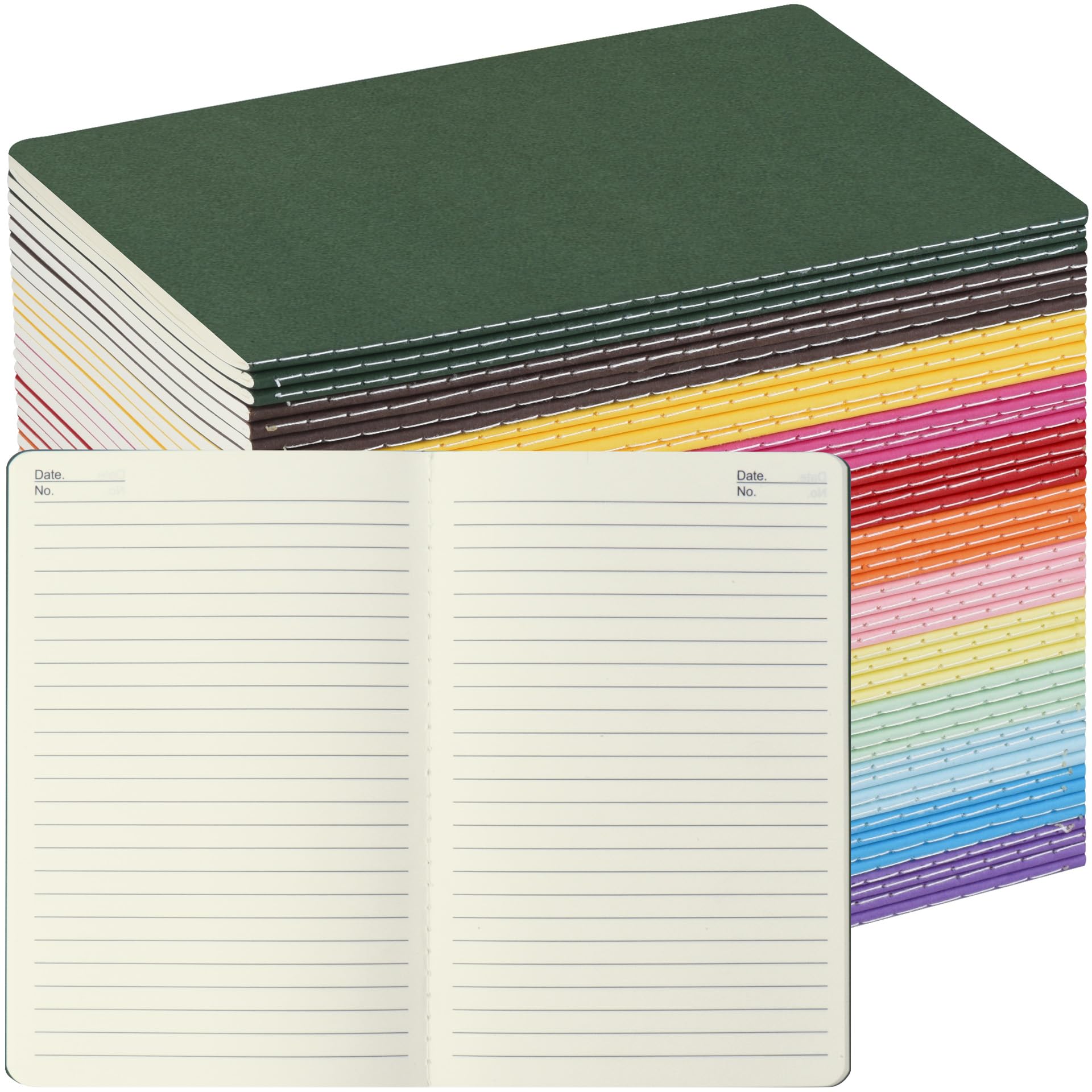 ZCZN A5 Lined Notebooks Value Pack, 48 Notepads in 12 Assorted Colours
