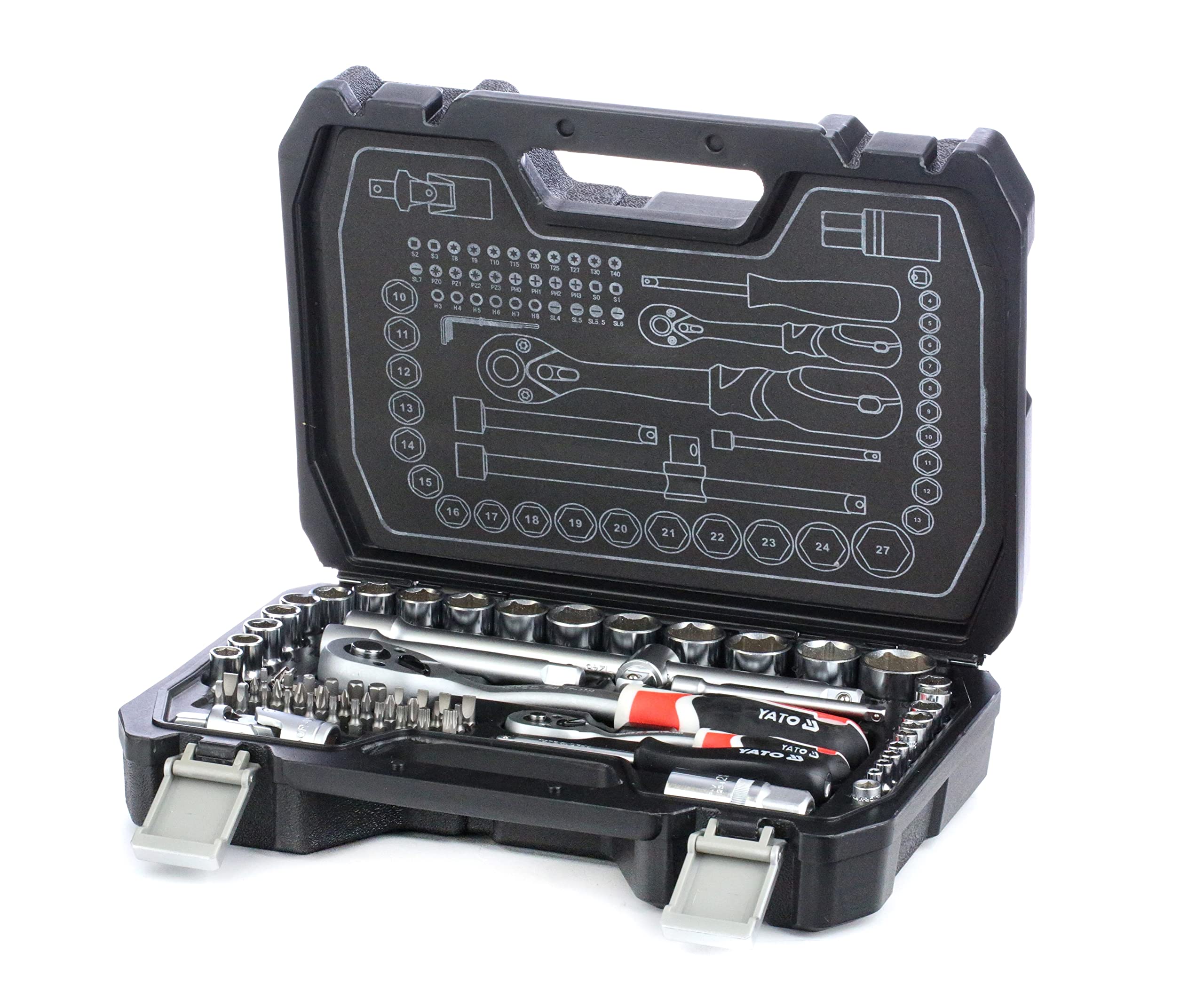 Closed YATO YT-38782 Socket Set case with YATO logo and model number visible.