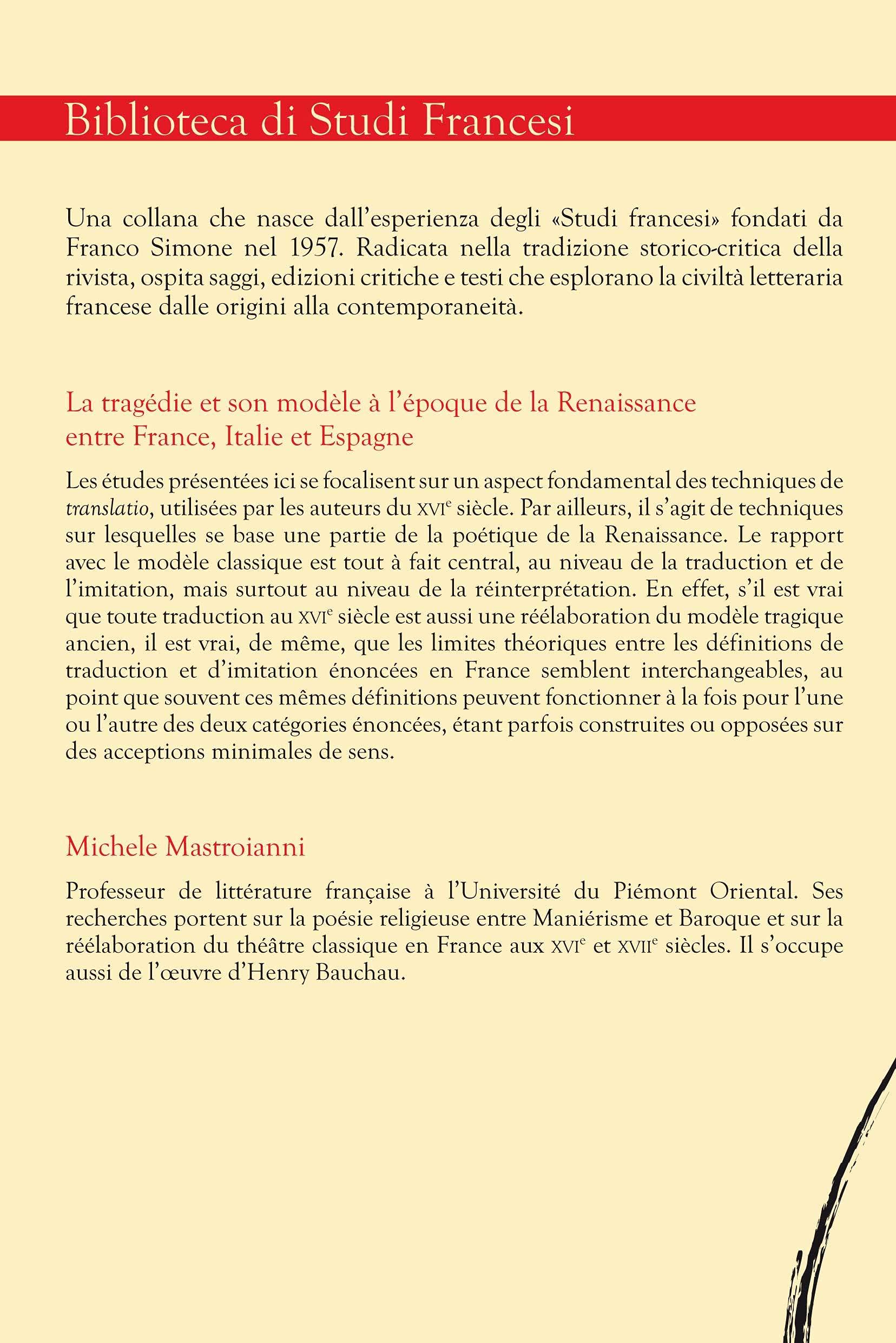 La tragédie et son modèle à l'époque de la renaissance entre France, Italie et Espagne