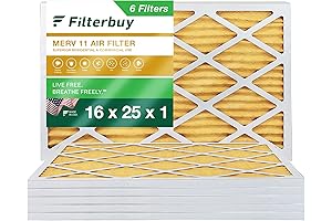Filterbuy 16x25x1 Air Filter MERV 11 Allergen Defense (6-Pack)