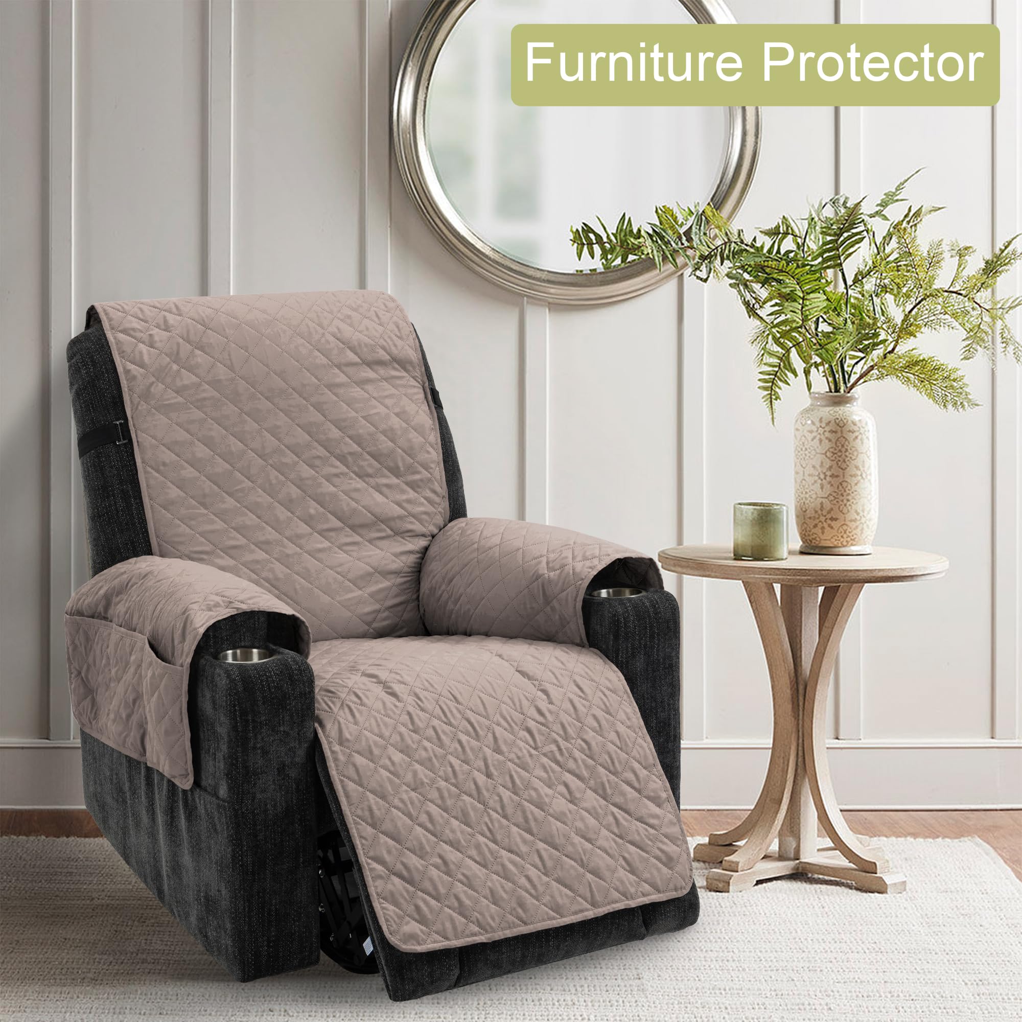 TIANSHU Funda Sillón Impermeable Funda Sillon Relax Reclinable Acolchado Reversible Fundas Sillon Relax Ajustables Antideslizante Lavable Mascotas Amigables (Arena)