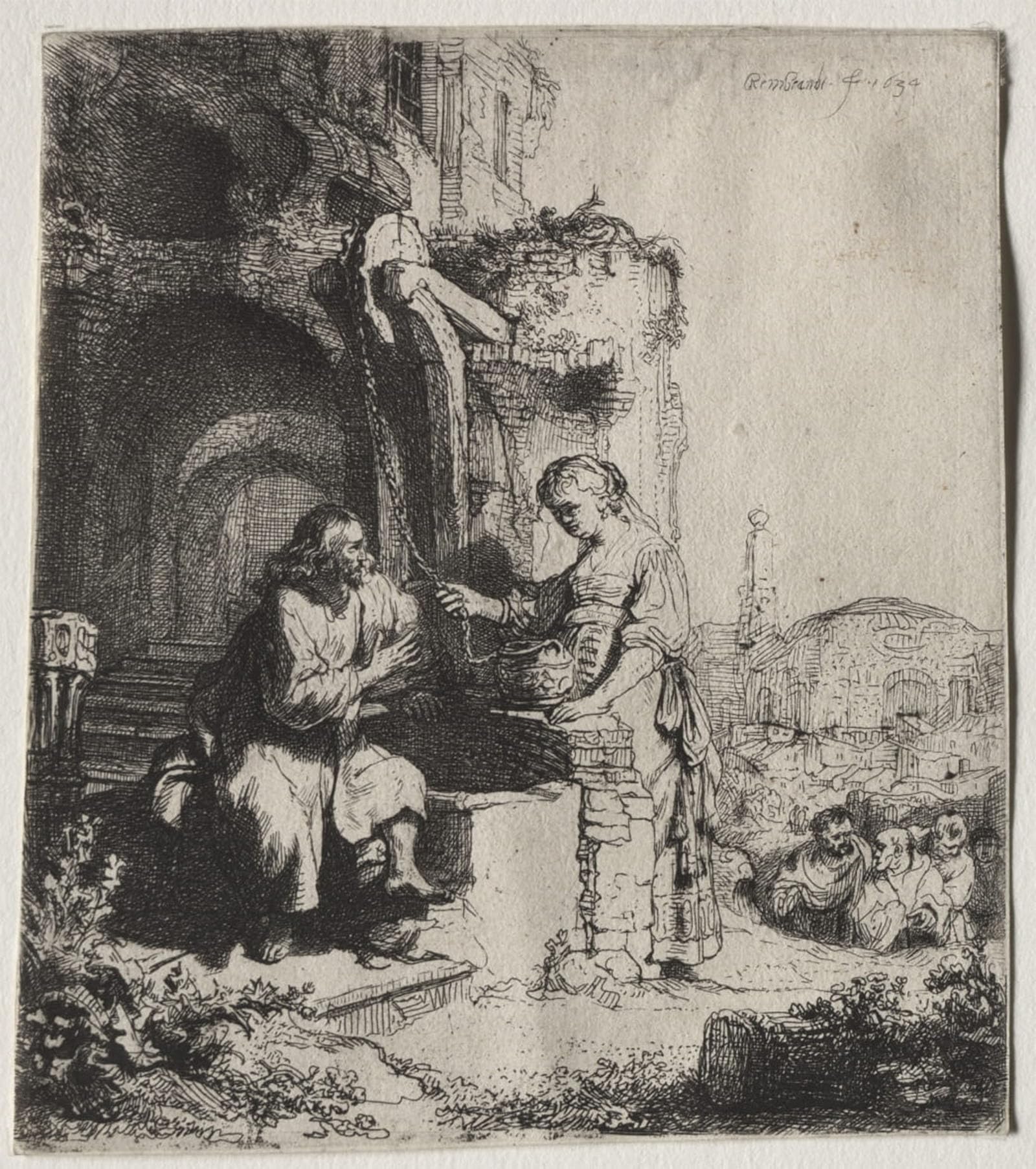POSTERIIk Famous Animal Posters Vintage Picture Christ and the woman of samaria Among Ruins by Rembrandt van Rijn Modern Wall Decor for Home Decor 60x90cm