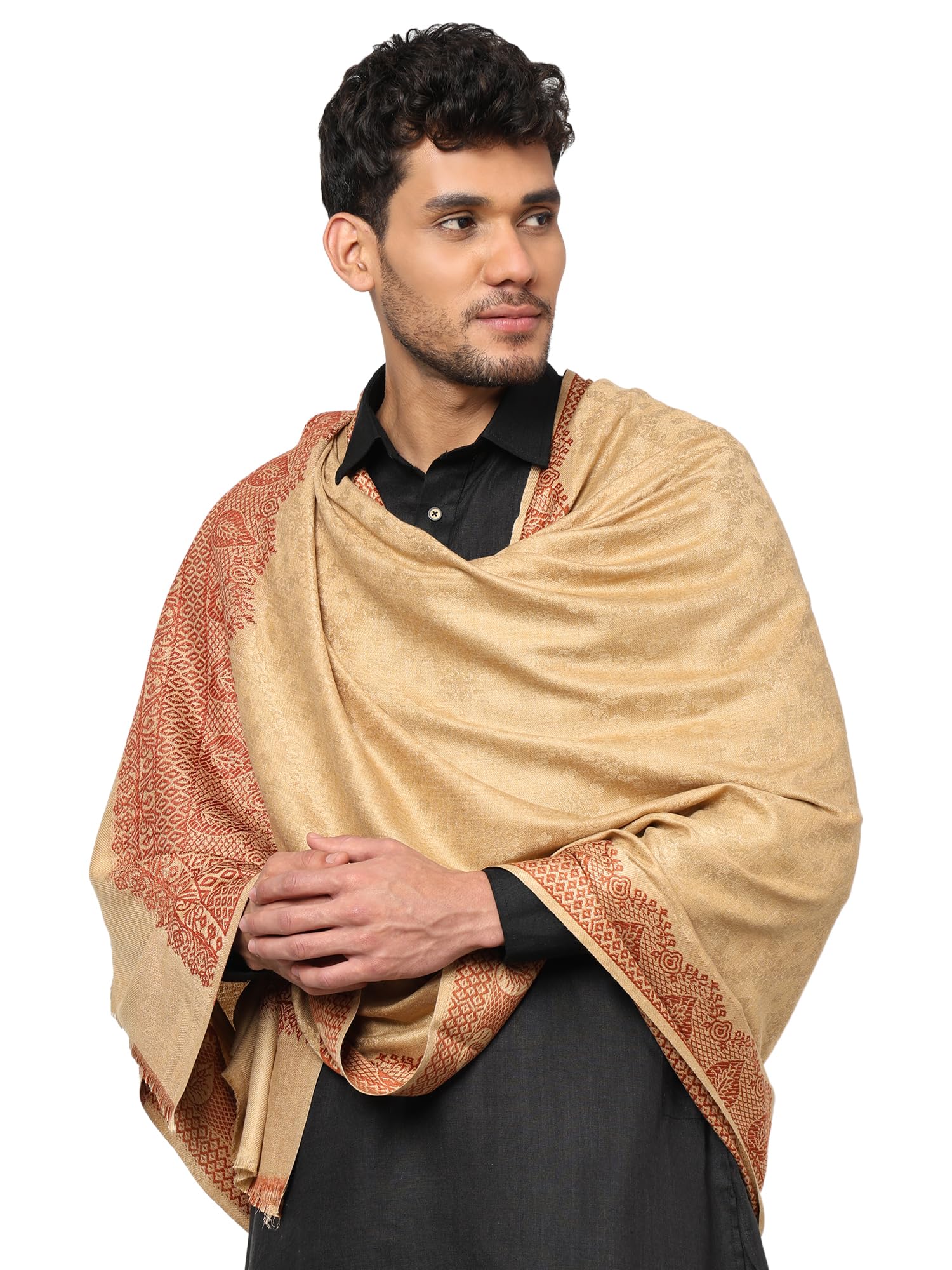 weavers villa Men's Woolen Lohi/Shawl (MS-991, Dark Beige), 112cm x 225cm-picture-12