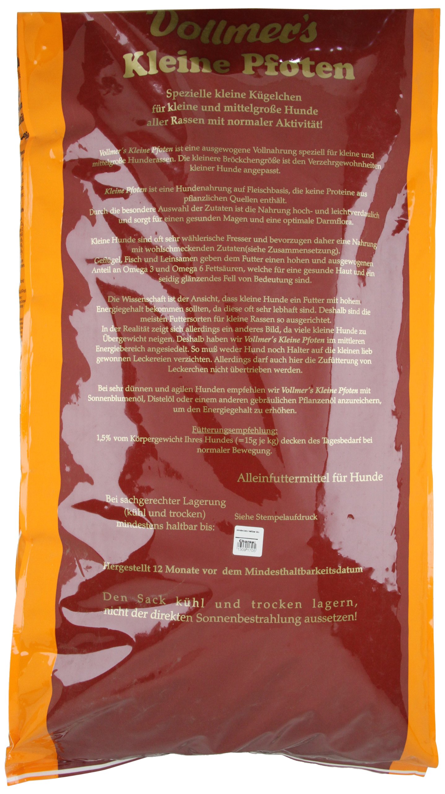 Vollmer's 37097 Hundefutter Kleine Pfoten 15 kg