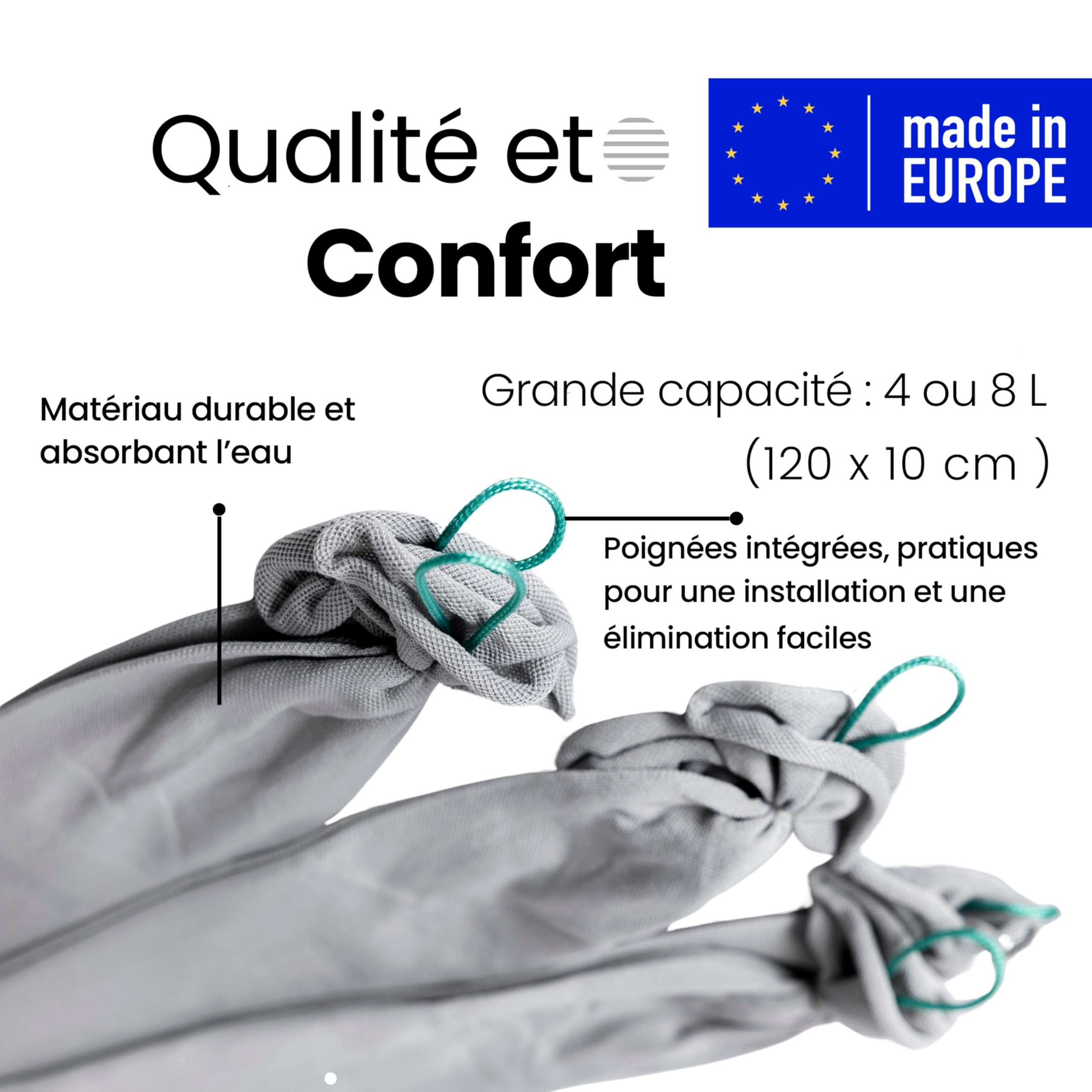 Barrière anti-fuite activée par l'eau pour canalisations, machines à laver et toilettes bouchées – aucune préparation requise, capacité d'absorption jusqu'à 4L et 8L, lot de 3 : 120 × 10 cm, JETABLE