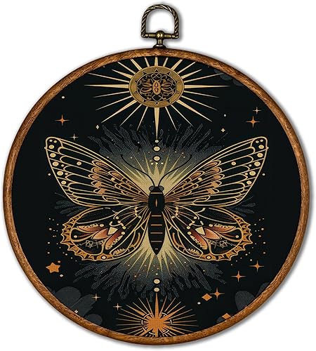 KSDUT Arte vintage de decoración de pared de mariposa, diseño de insectos oscuros Moody Textil para pared, lienzo con impresiones colgantes,