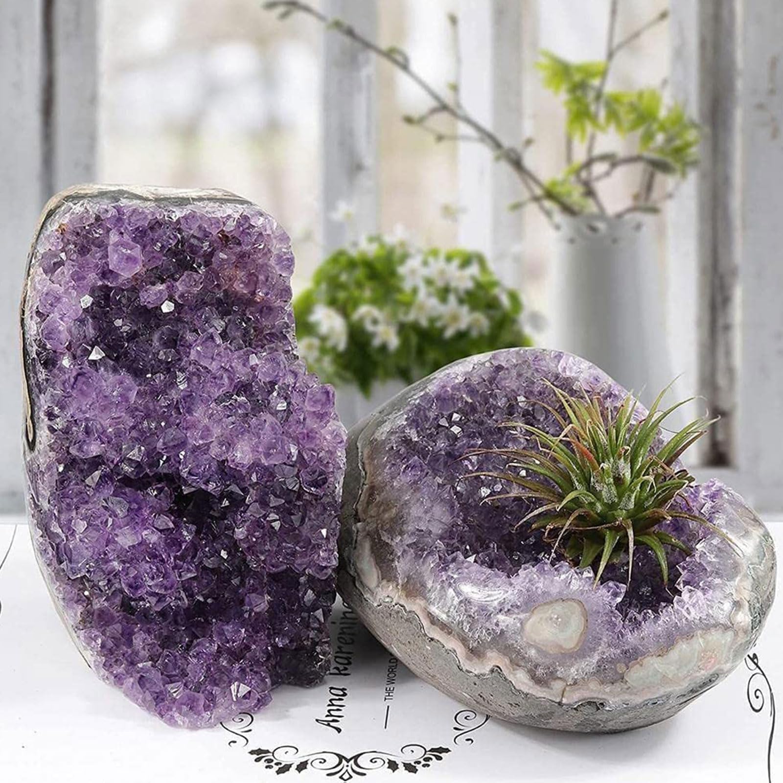 Geode Druzy di Ametista Naturale Cluster di Rocce di Pietre di Cristallo curative Esemplare di Pietra preziosa di Ametista per Il bilanciamento dei Chakra, la Stregoneria,500~600g